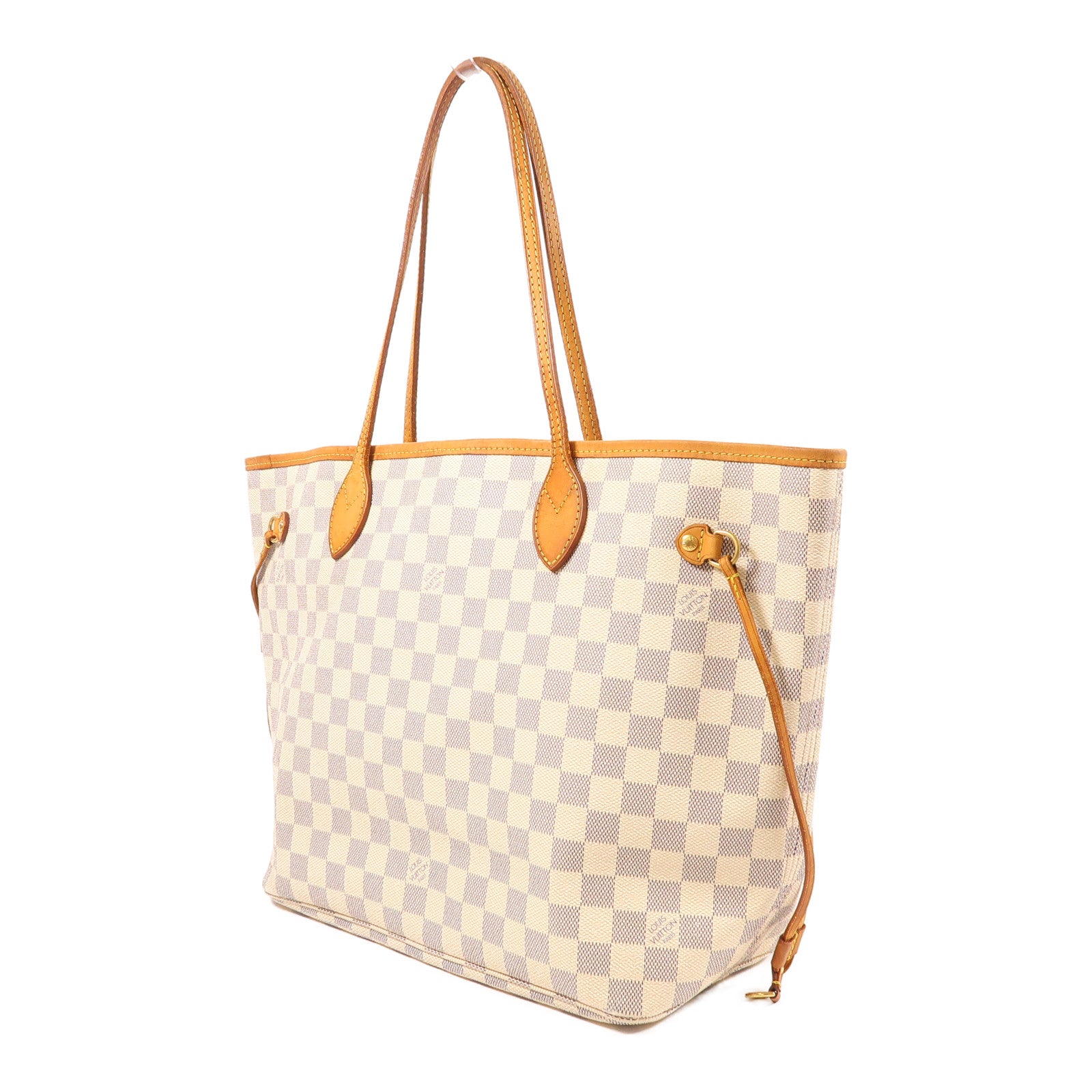 LOUIS VUITTON Damier Azur Neverfull MM金扣肩背袋