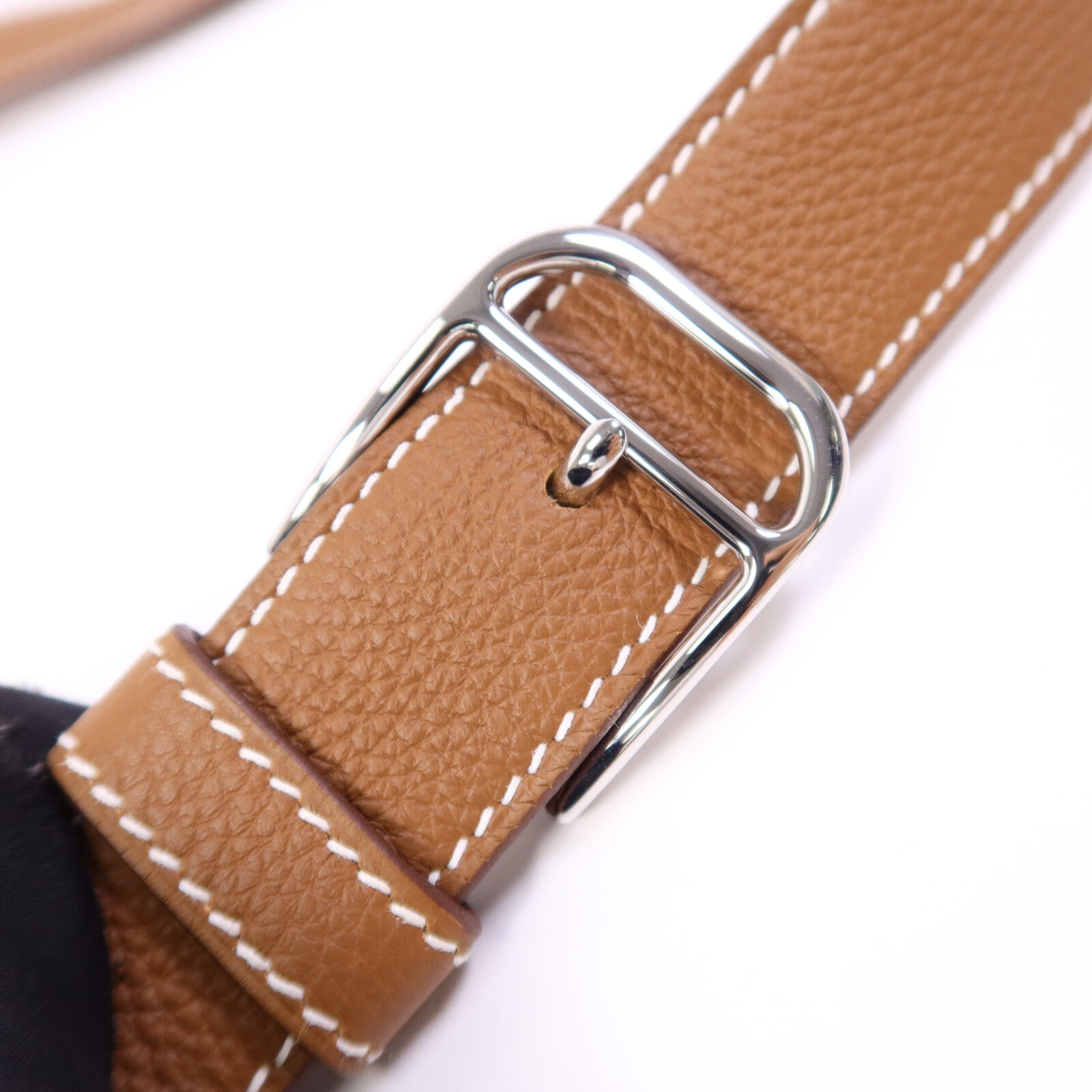 HERMES Togo皮革Steve Light Messenger銀扣肩背袋Gold