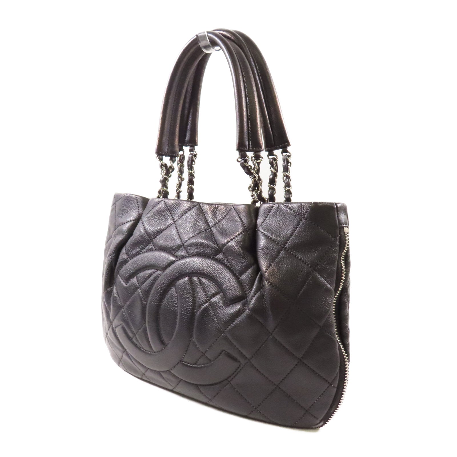 CHANEL 牛皮皮革Shoulder Bag銀扣肩背袋