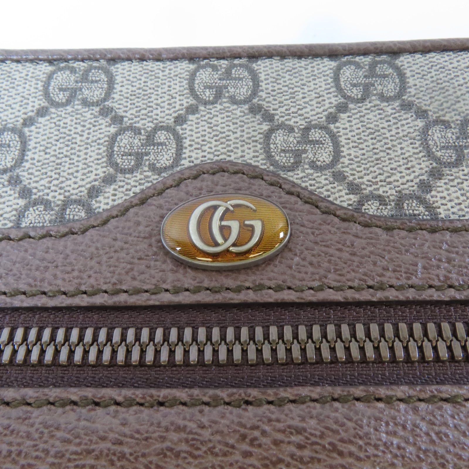 GUCCI 塗層帆布Shoulder Bag金扣肩背袋啡色