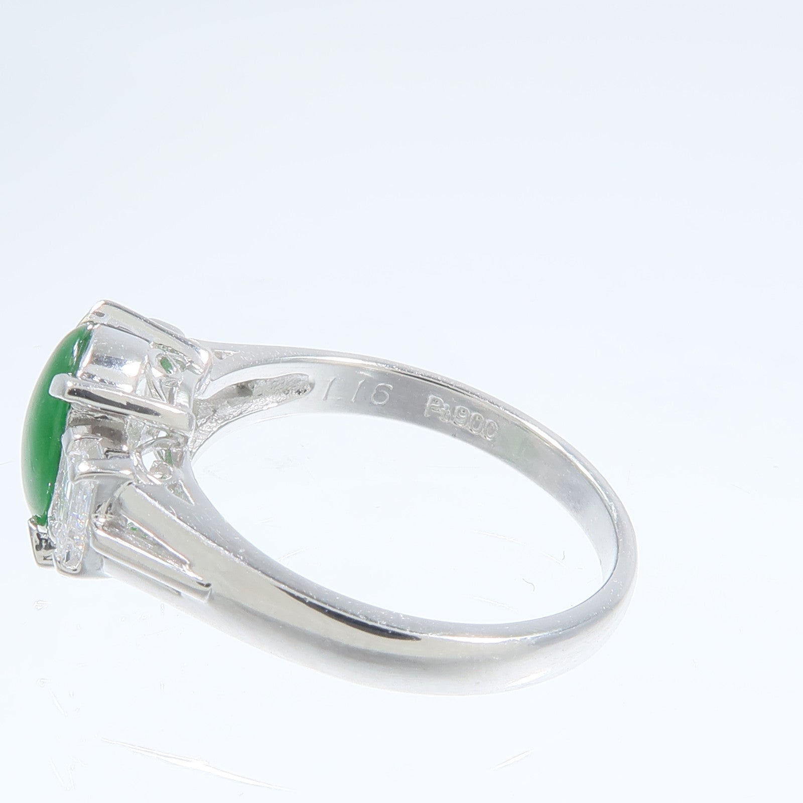 JEWELRY 【激減優惠】PT900鉑金Jade Diamond Ring翡翠/鑽石戒指