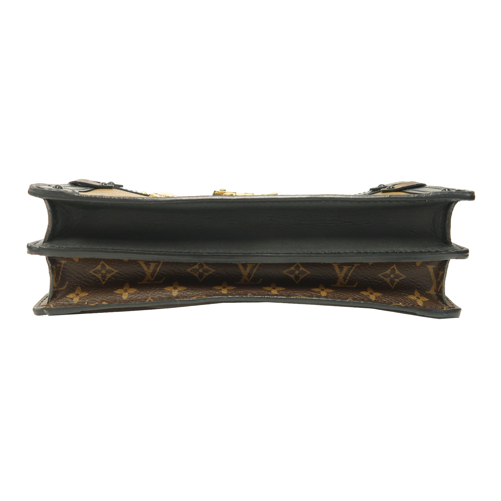 LOUIS VUITTON Monogram Reverse Trunk Clutch金扣肩背袋啡色