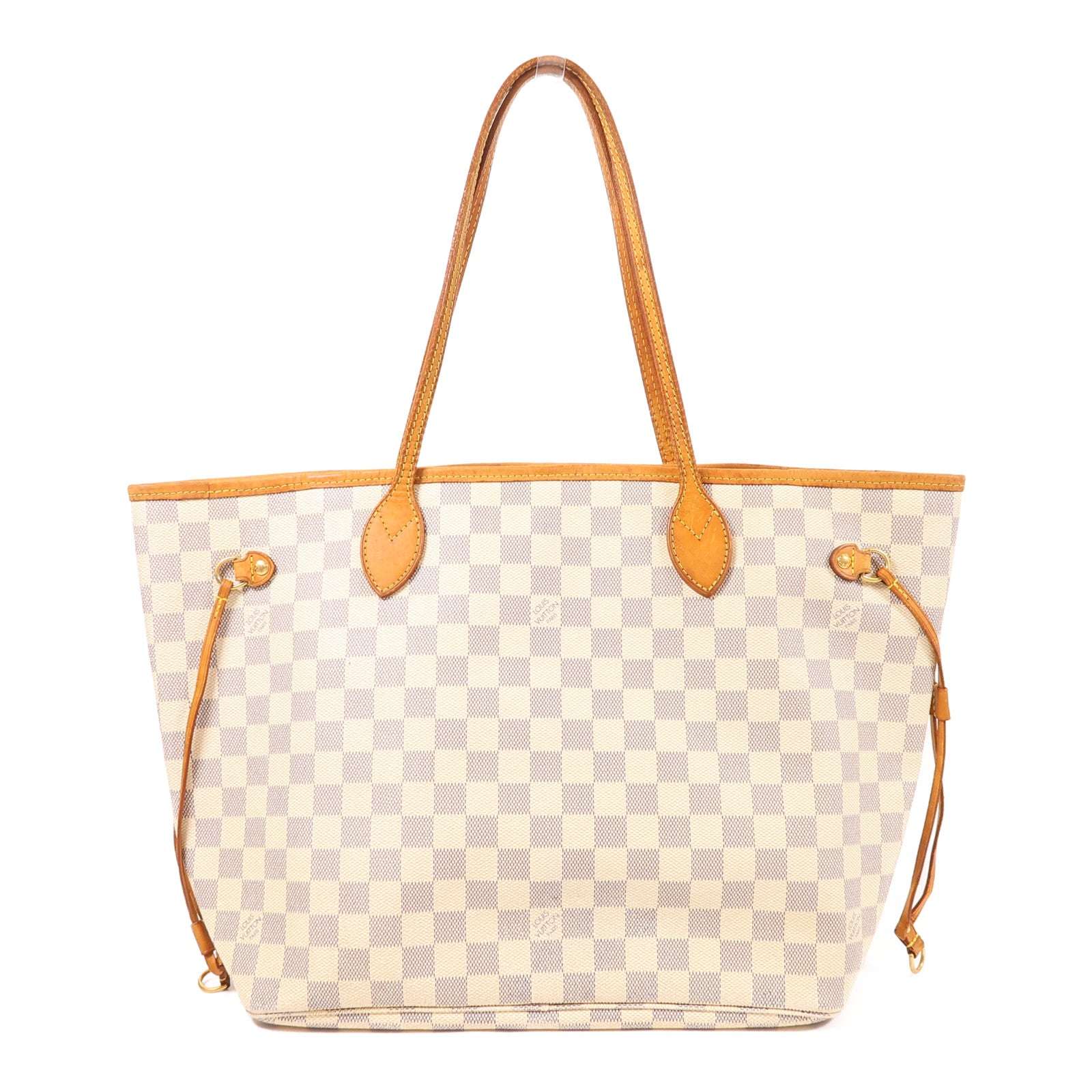 LOUIS VUITTON Damier Azur Neverfull MM金扣肩背袋