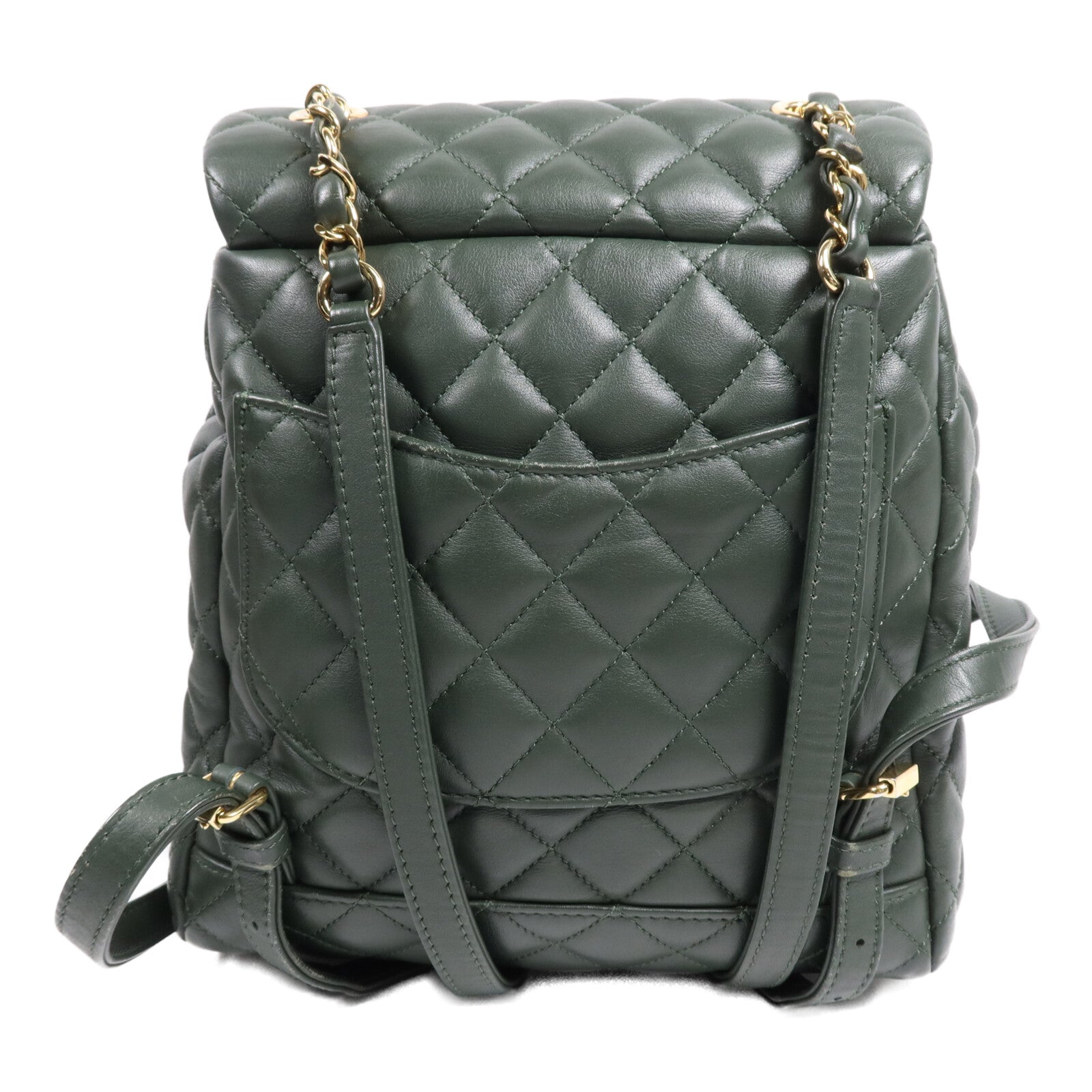 CHANEL 羊皮皮革Backpack金扣鏈帶背包