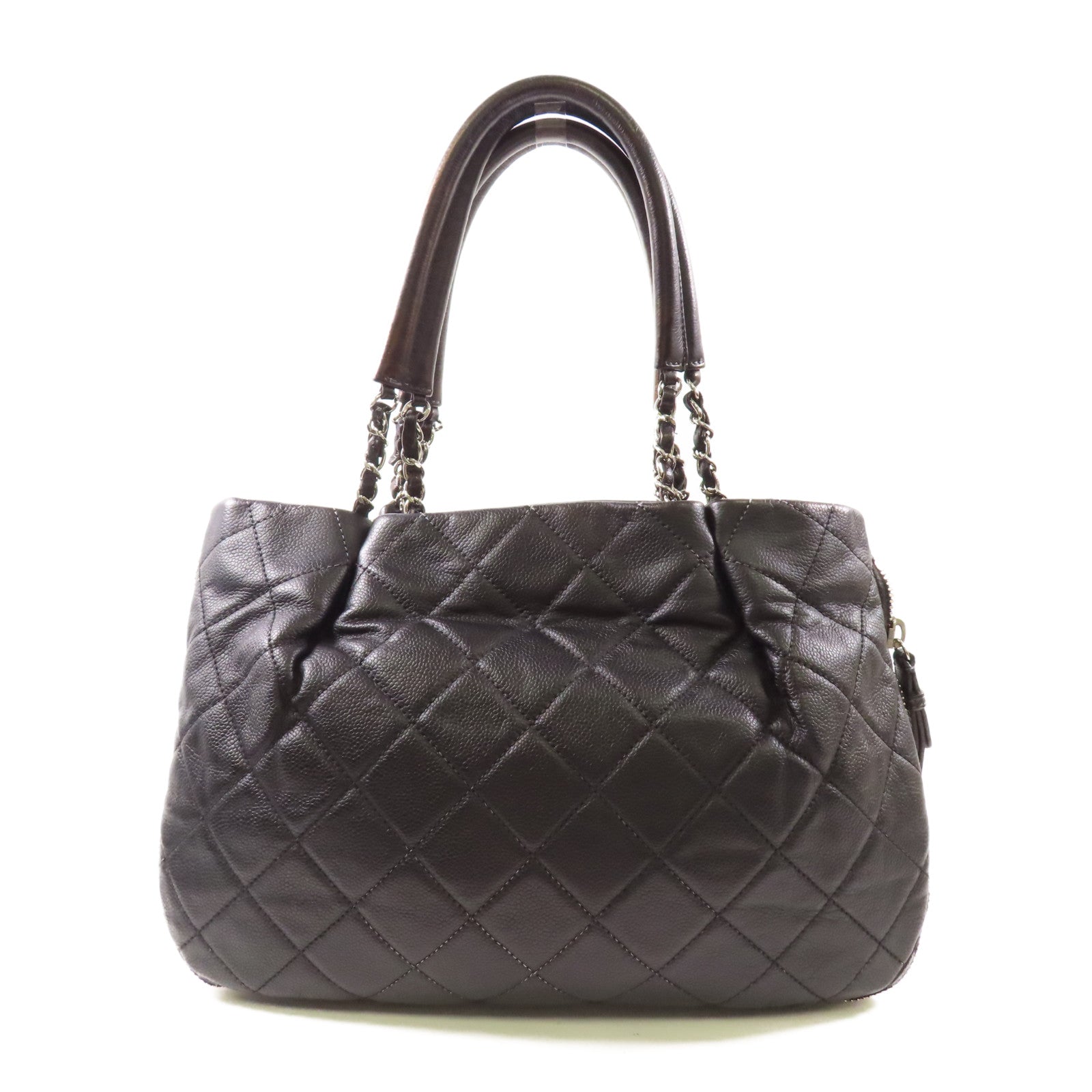 CHANEL 牛皮皮革Shoulder Bag銀扣肩背袋