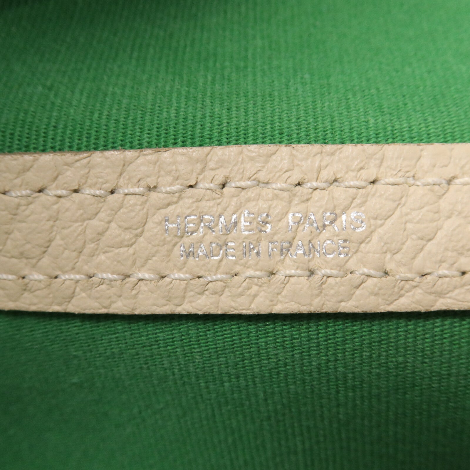 HERMES 帆布Garden Party PM手挽袋Cactus/Craie