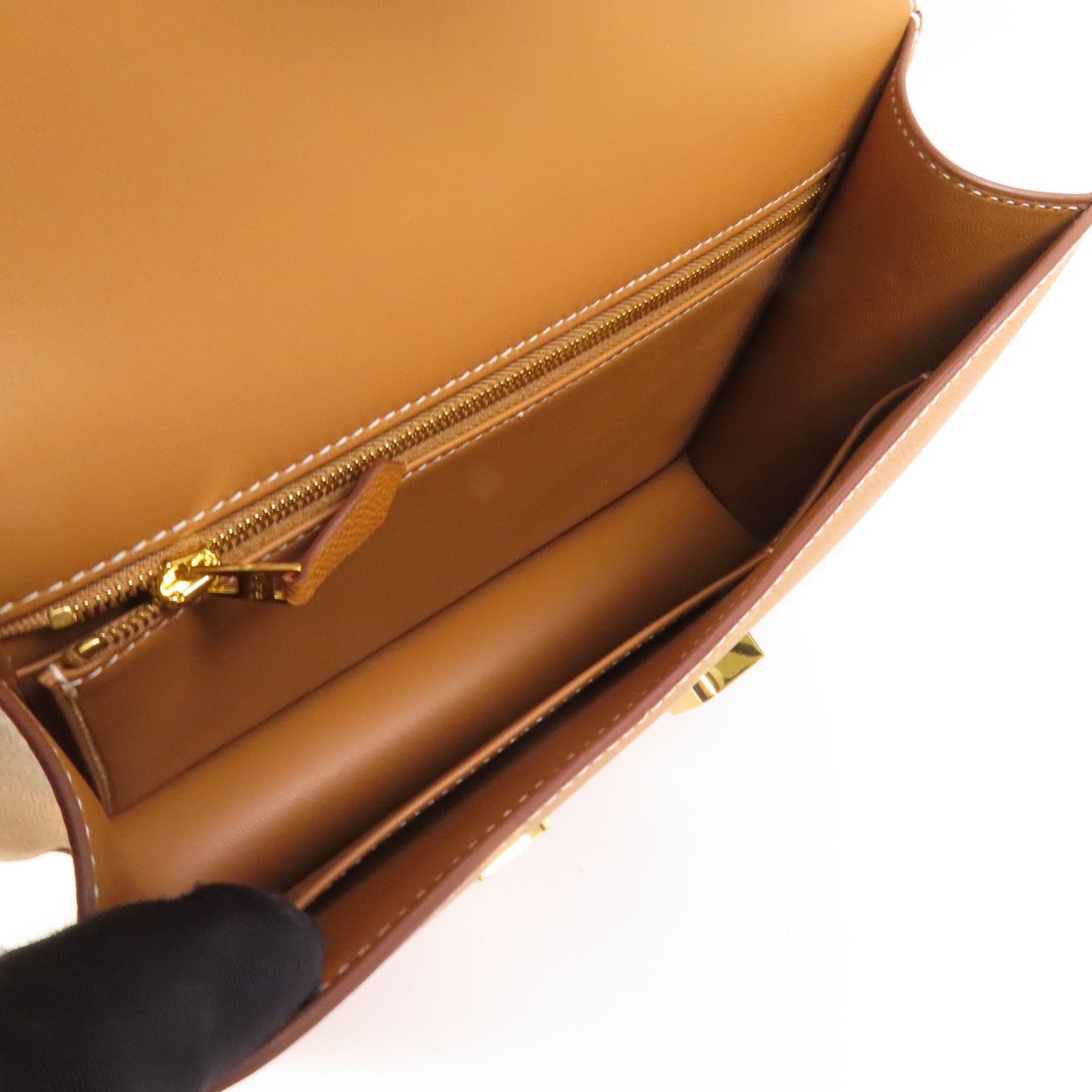 HERMES Epsom皮革Constance 24金扣肩背袋Gold