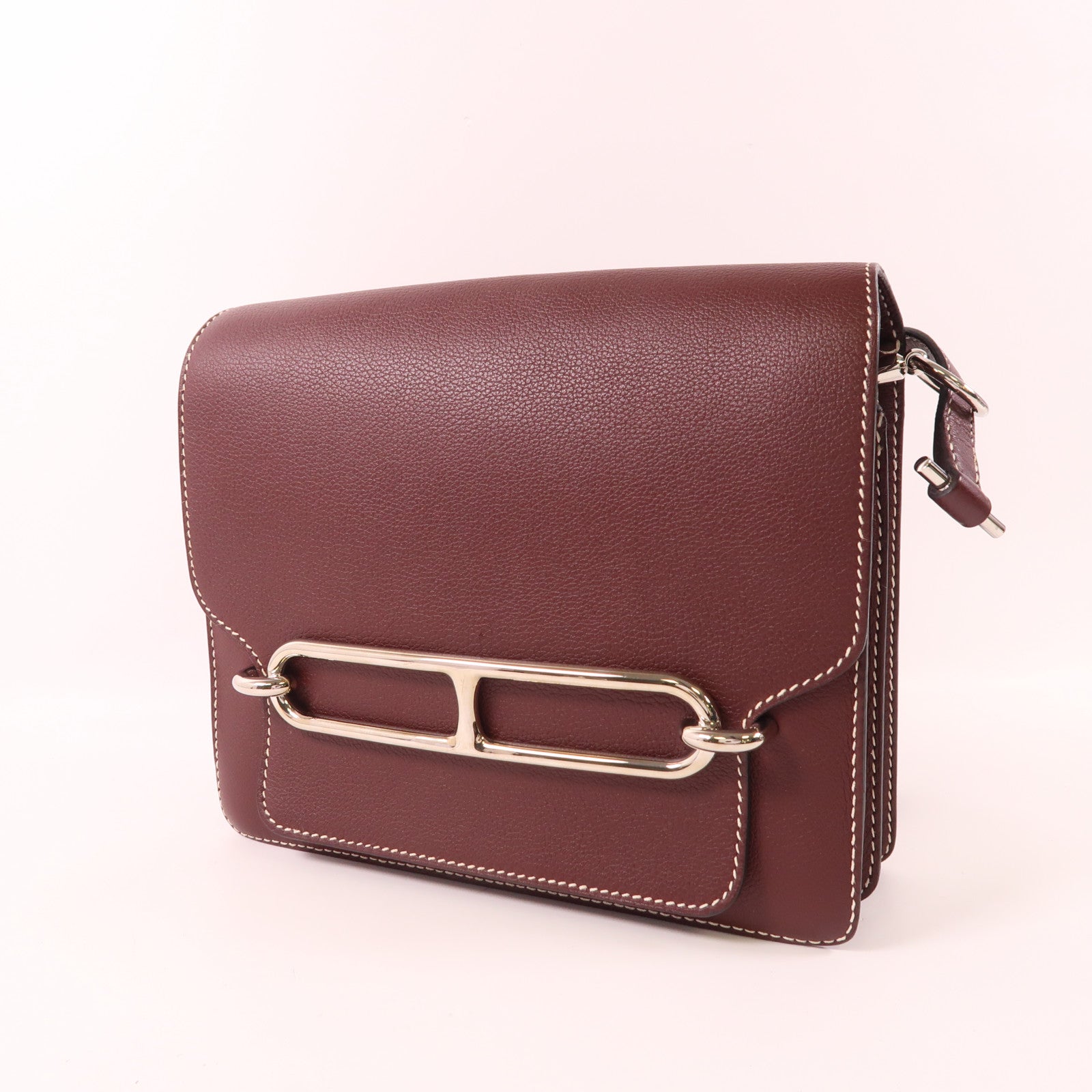 HERMES Evercolor皮革Roulis 23銀扣肩背袋Bordeaux