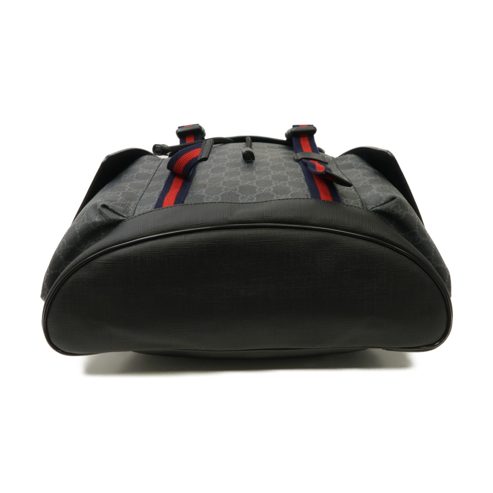GUCCI 塗層帆布GG Supreme Backpack銀扣背包黑色