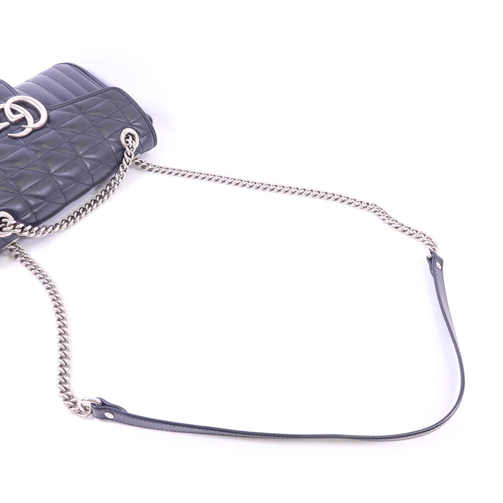 GUCCI 牛皮皮革GG Marmont Shoulder Bag銀扣鏈帶肩背袋