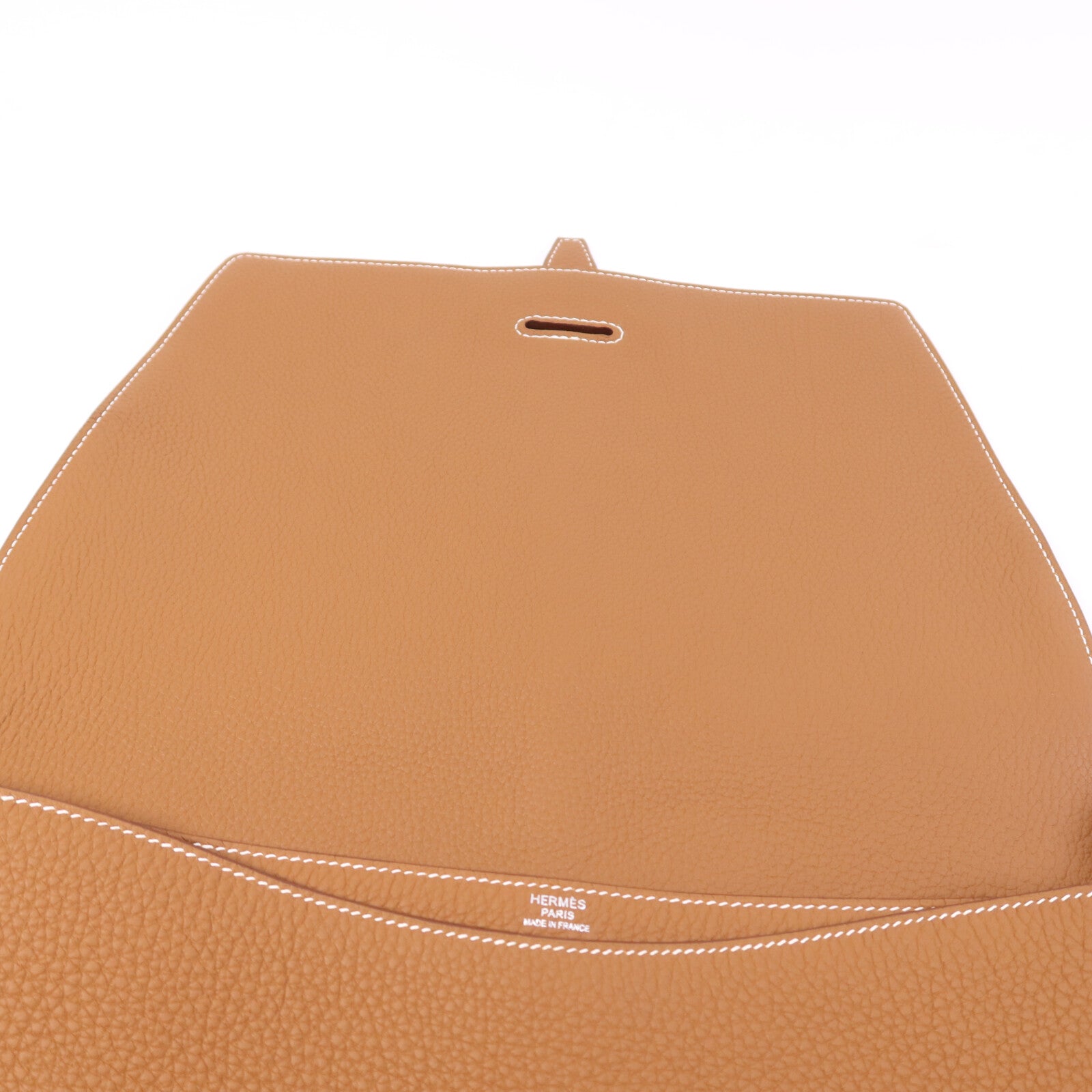 HERMES Togo皮革Steve Light Messenger銀扣肩背袋Gold