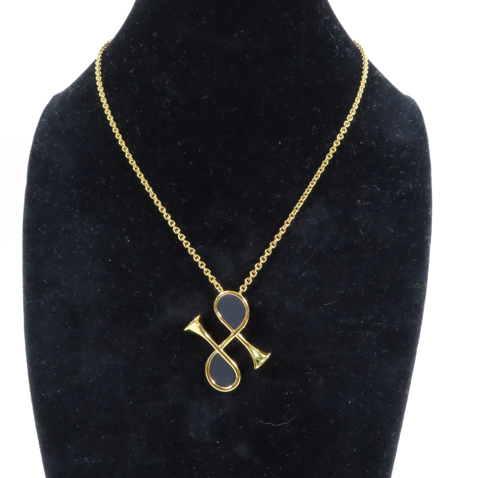 HERMES 金屬Cor H Necklace金扣項鍊黑色/金色