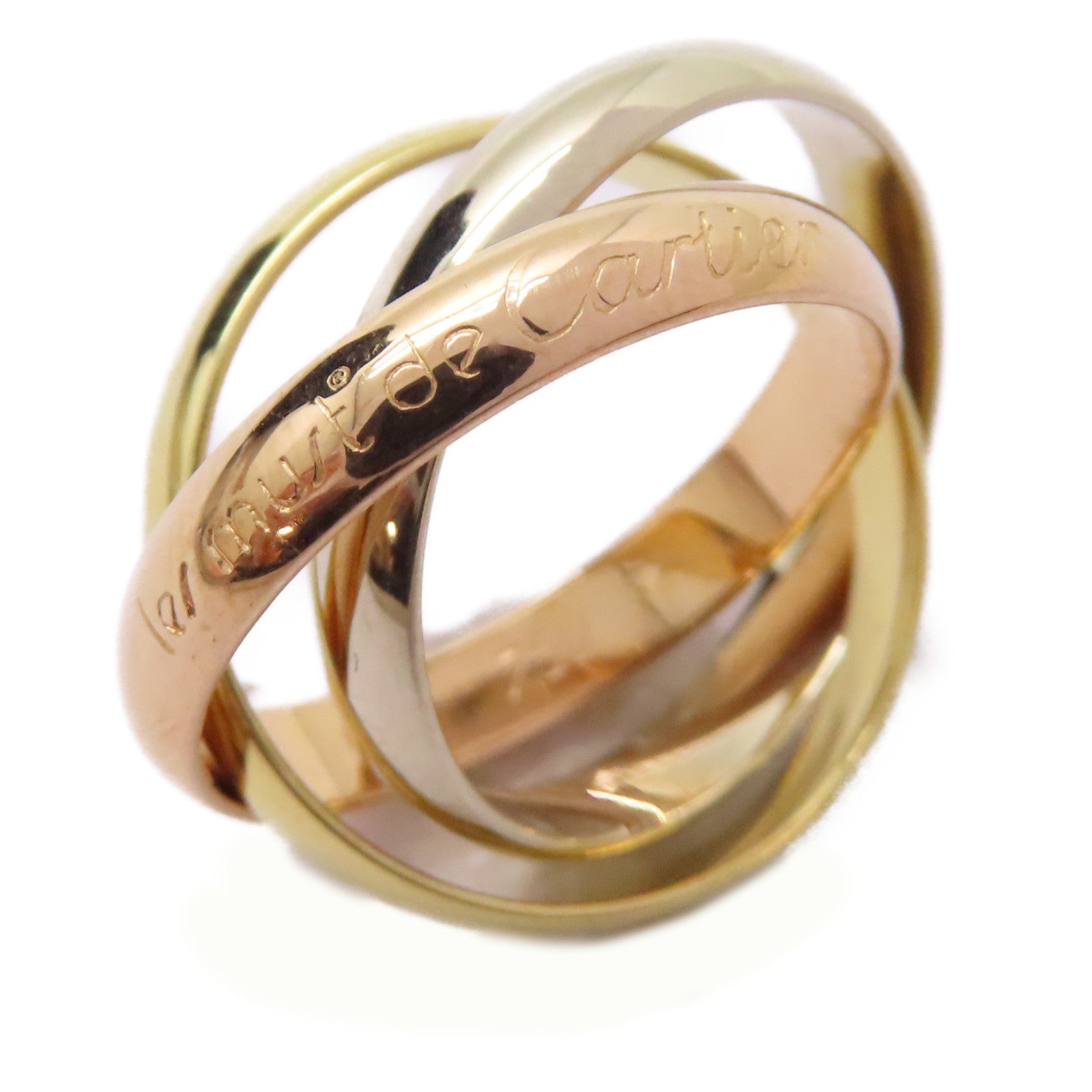 CARTIER 18K黃金/白金/玫瑰金Trinity Ring戒指US#6/Cartier#52