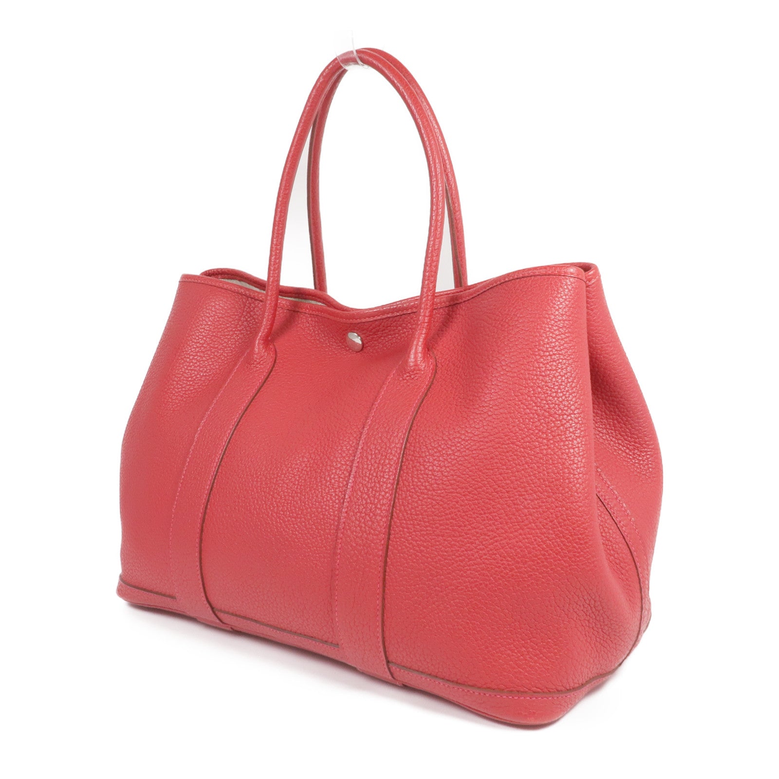 HERMES Negonda皮革Garden Party PM銀扣手挽袋Rouge Casaque