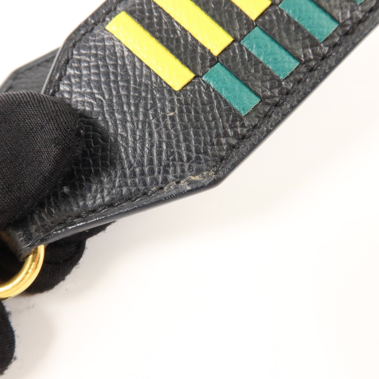 HERMES Epsom皮革Tressage Bag Strap肩帶Noir/Lime/Malachite