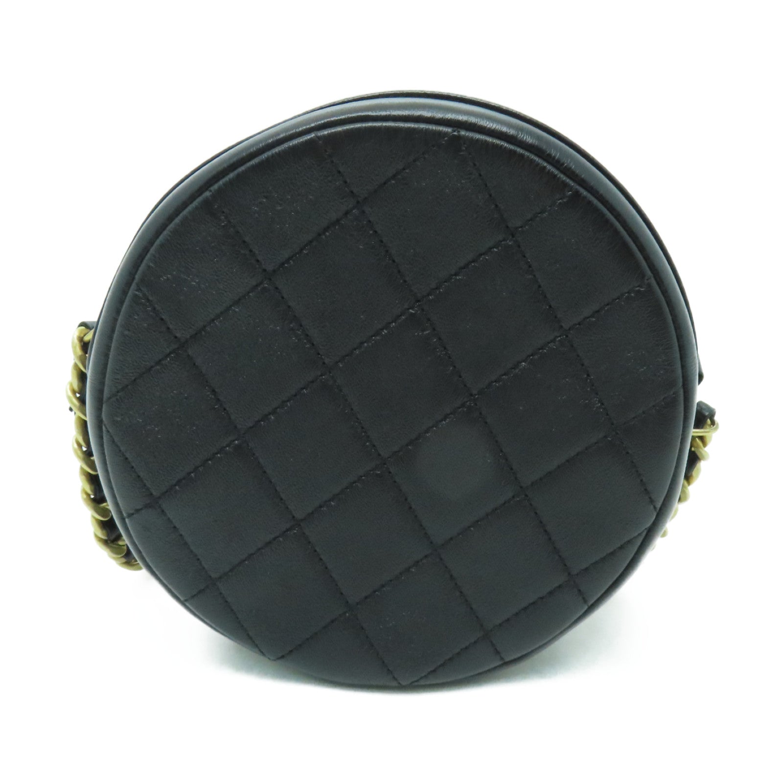 CHANEL 【激減優惠】菱格牛皮皮革Round Chain Shoulder Bag金扣鏈帶肩背袋黒色