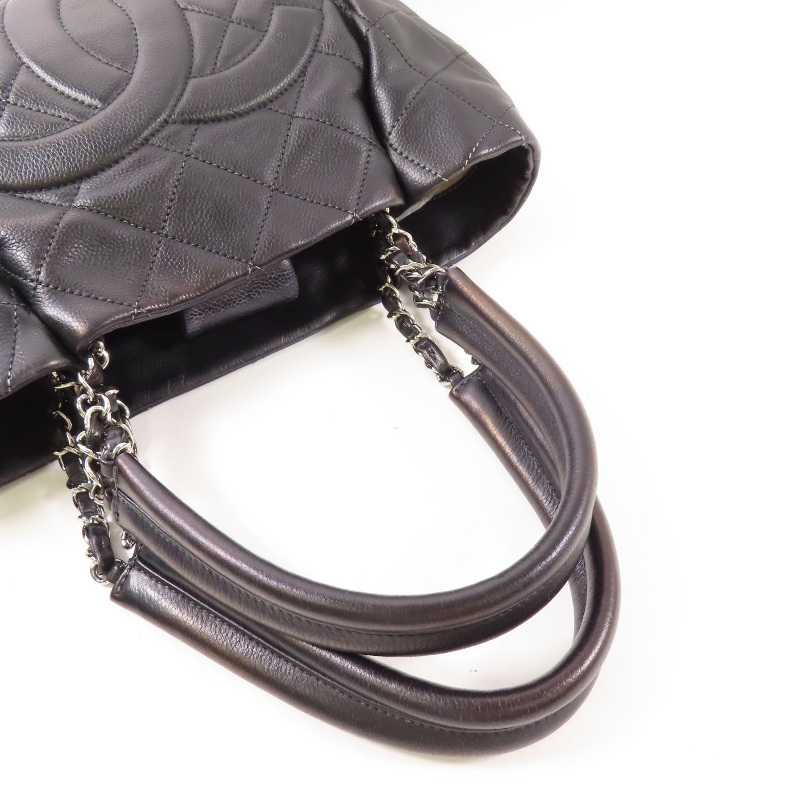 CHANEL 牛皮皮革Shoulder Bag銀扣肩背袋