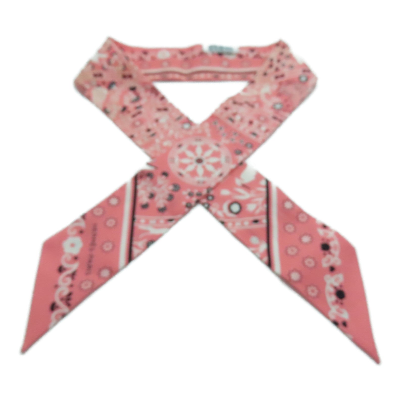 HERMES 絲質Twilly絲巾粉紅色