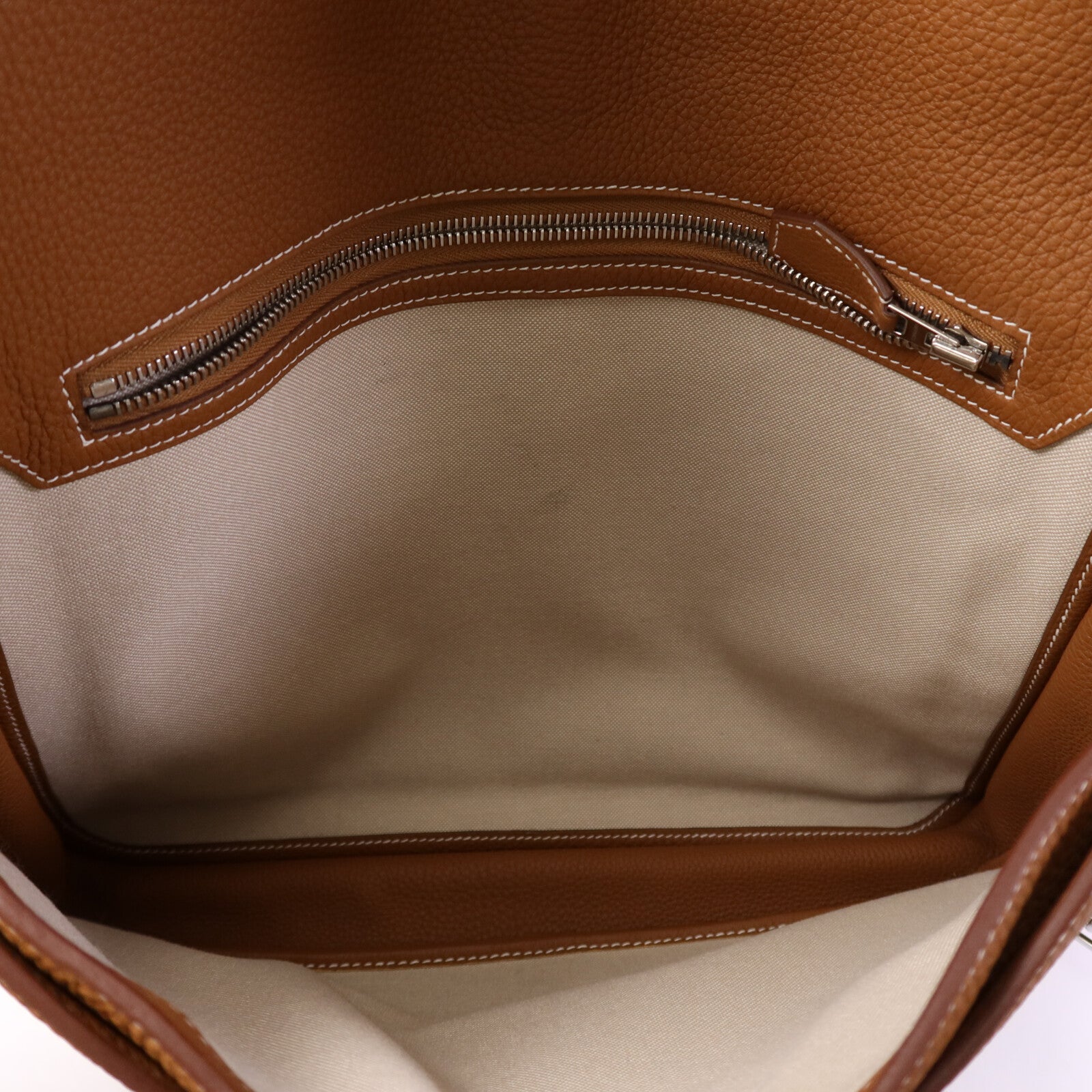 HERMES Togo皮革Steve Light Messenger銀扣肩背袋Gold