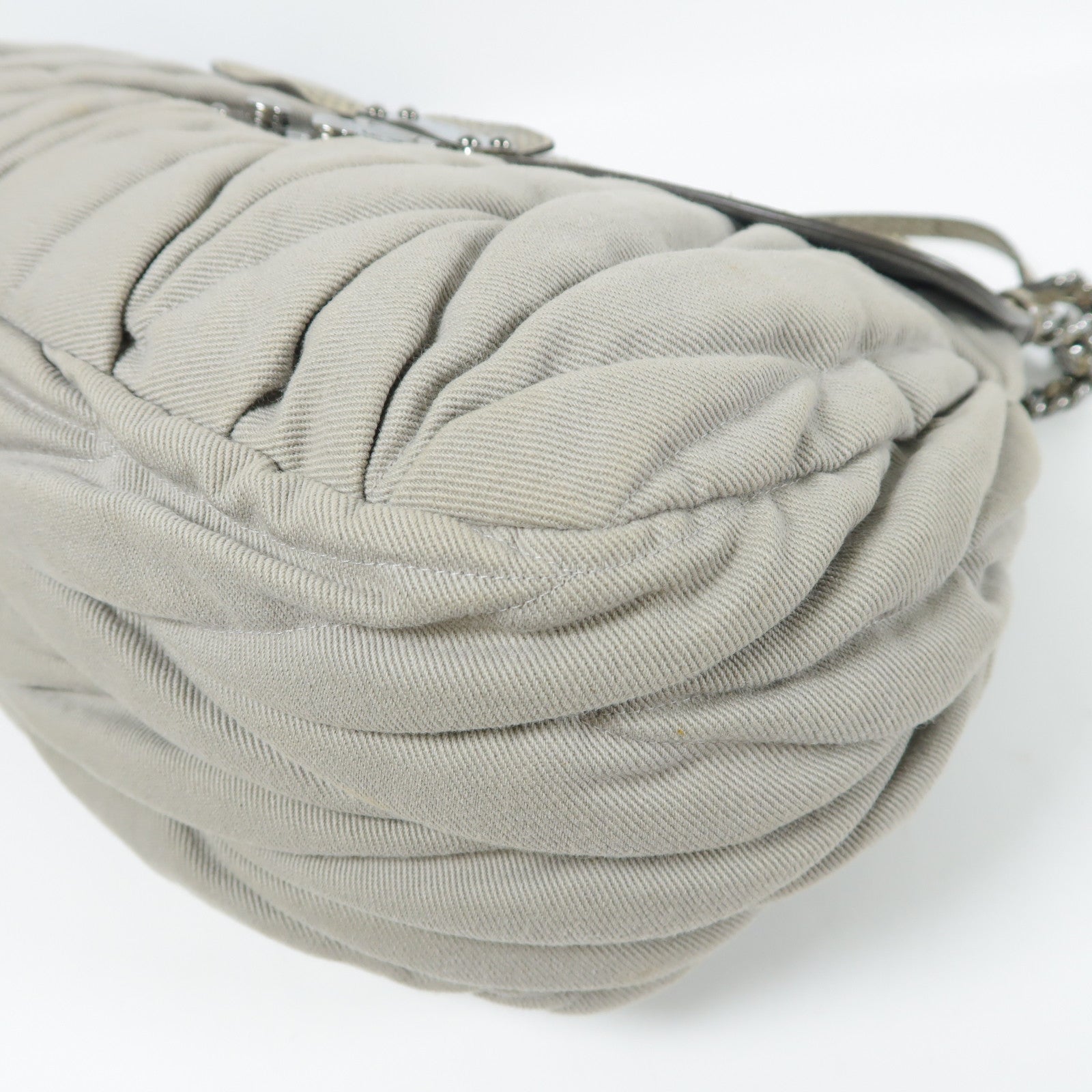 Miu Miu 帆布/蛇皮皮革Shoulder Bag銀扣肩背袋