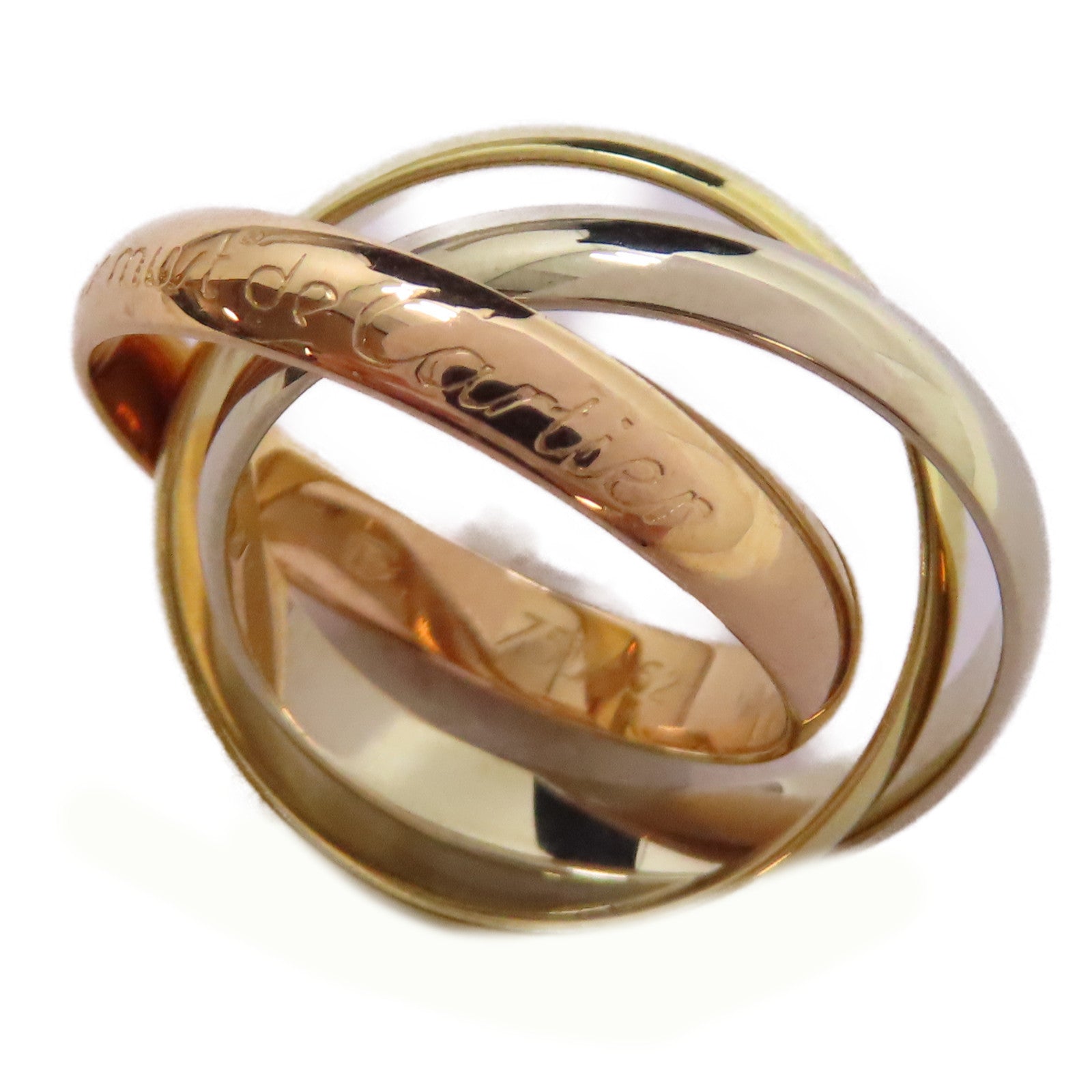 CARTIER 18K黃金/白金/玫瑰金Trinity Ring戒指US#6/Cartier#52