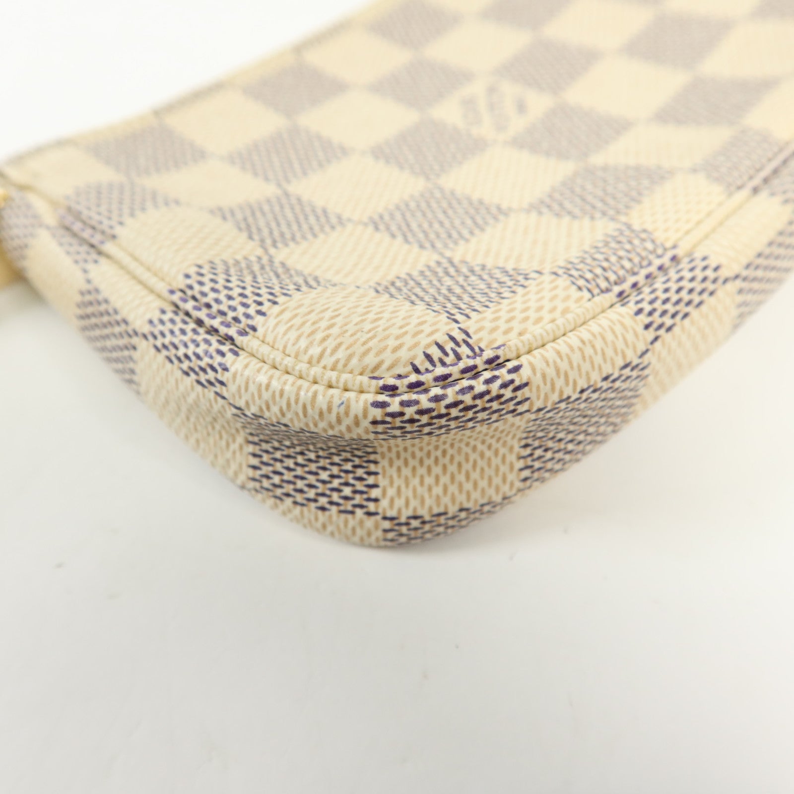 LOUIS VUITTON Damier Azur Mini Pochette Accessories金扣鏈帶手挽袋
