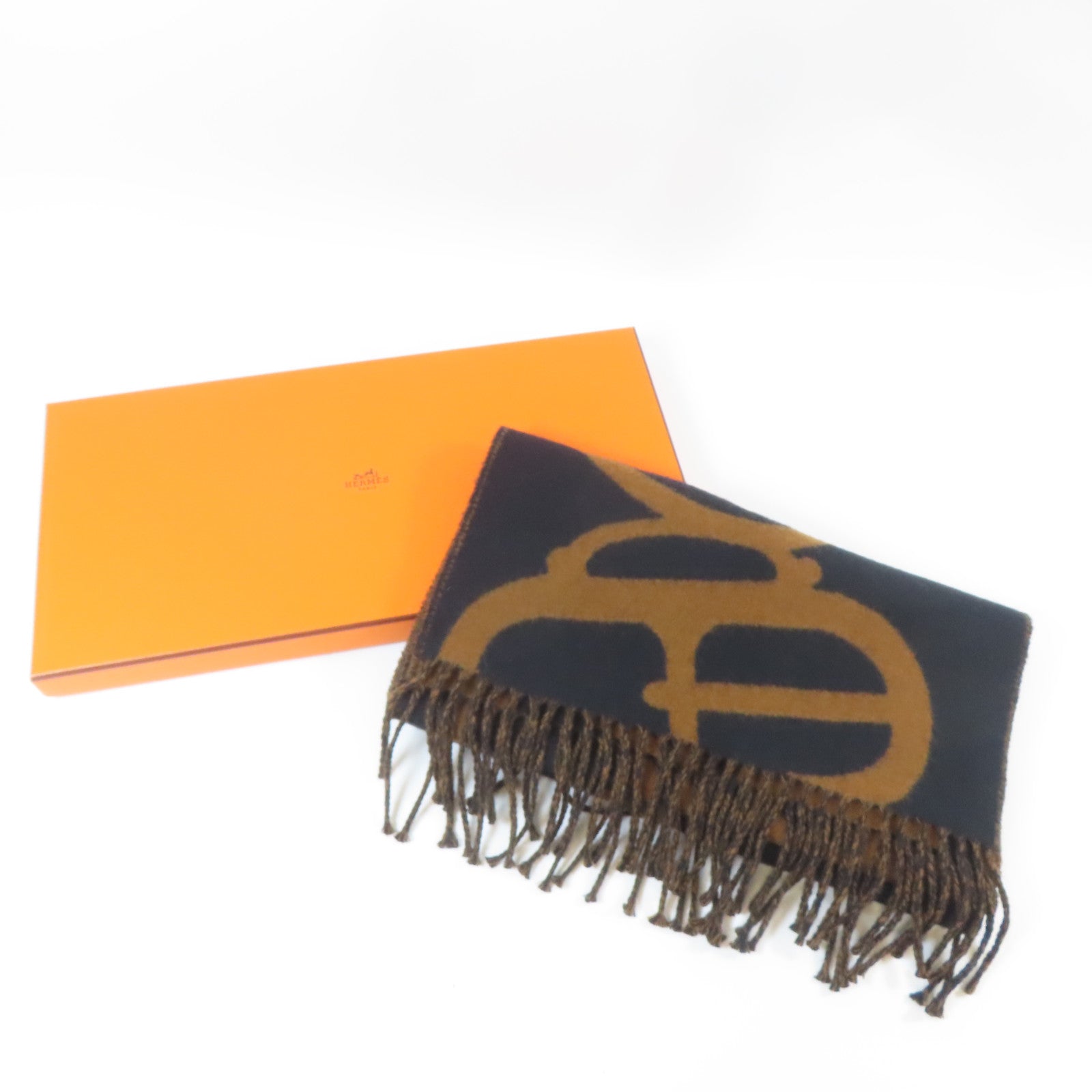 HERMES Cashmere Scarf圍巾啡色/黑色