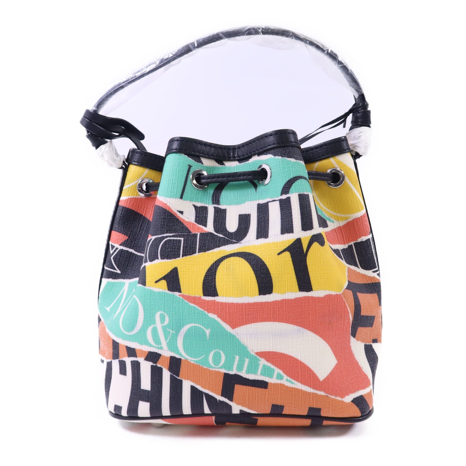 MOSCHINO 塗層帆布Handbag銀扣肩背袋