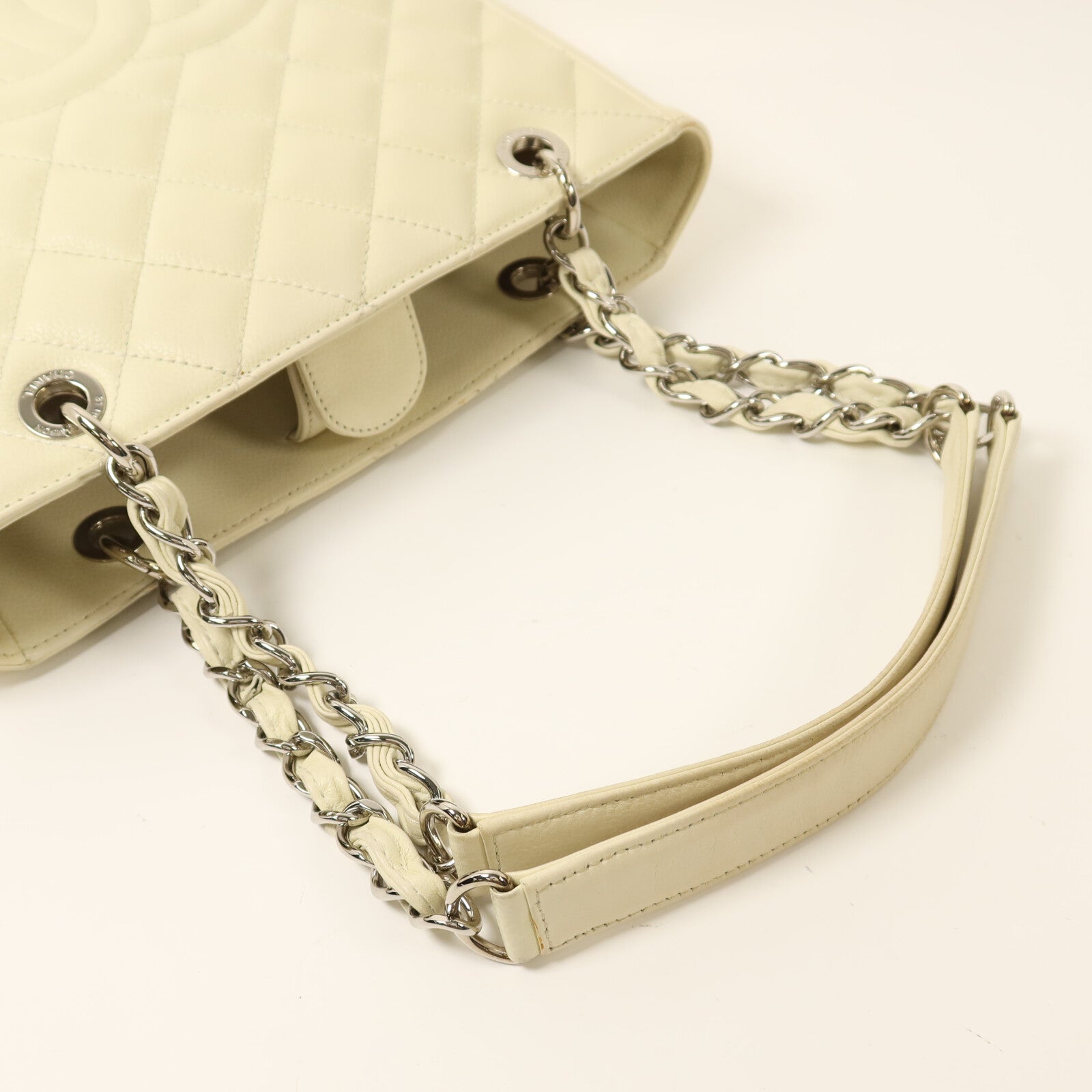 CHANEL 【激減優惠】牛皮皮革PST Petite Shopping Tote Bag銀扣鏈帶肩背袋