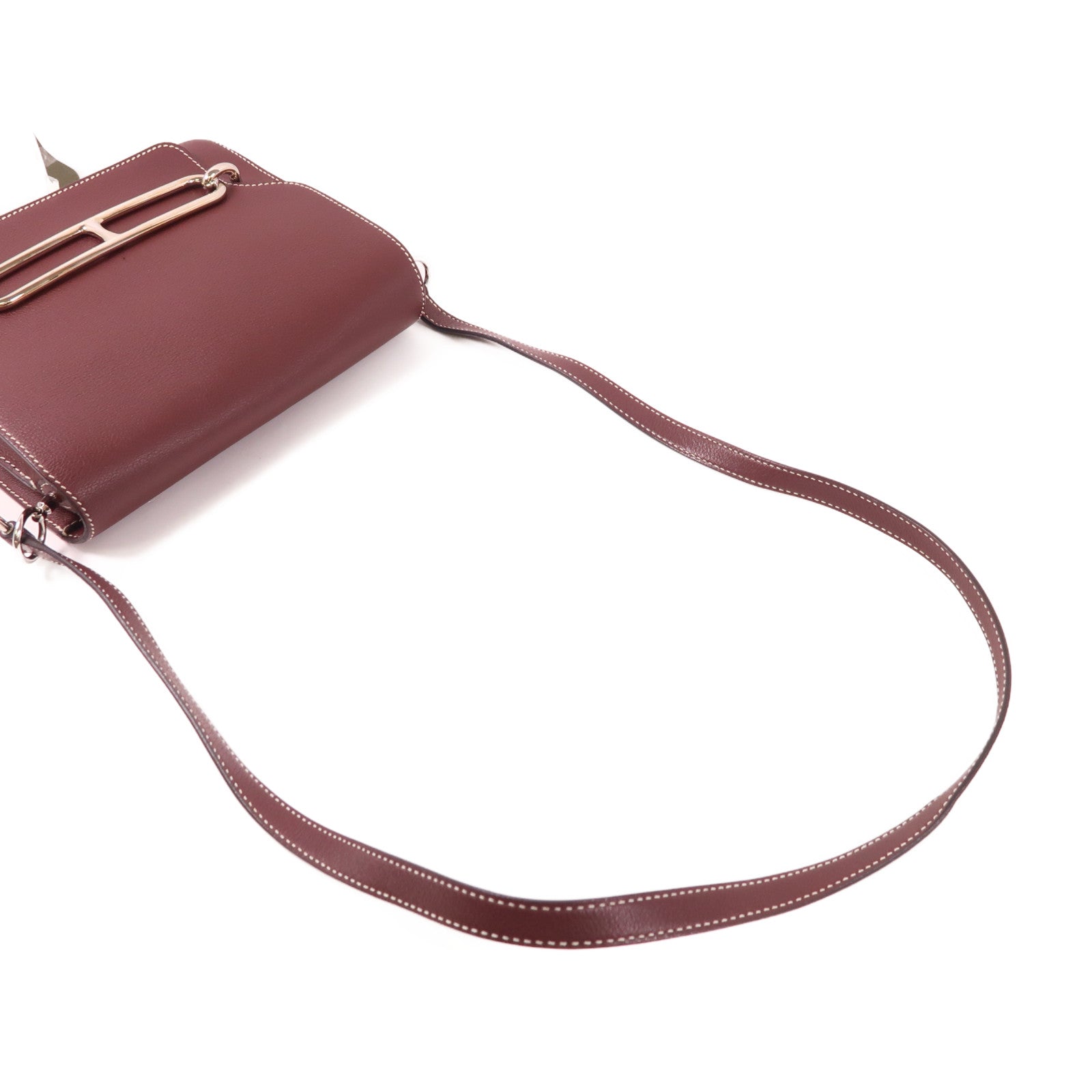 HERMES Evercolor皮革Roulis 23銀扣肩背袋Bordeaux
