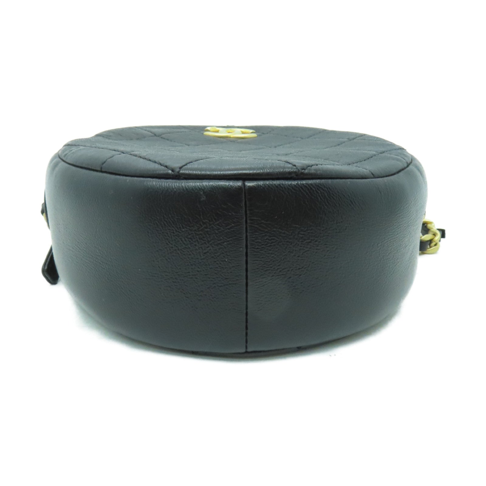 CHANEL 【激減優惠】菱格牛皮皮革Round Chain Shoulder Bag金扣鏈帶肩背袋黒色