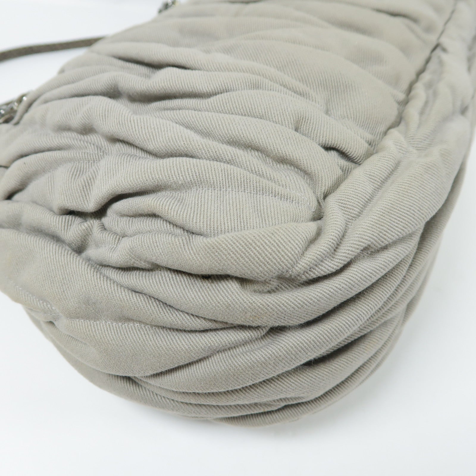 Miu Miu 帆布/蛇皮皮革Shoulder Bag銀扣肩背袋