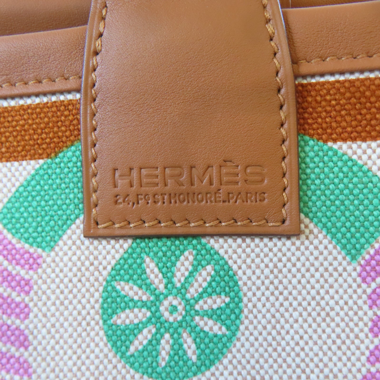 HERMES (PRICE DOWN) PHW Steeple 28 Tote Bag Shoulder Handbag Canvas Cuivre Brown Lime Ecru
