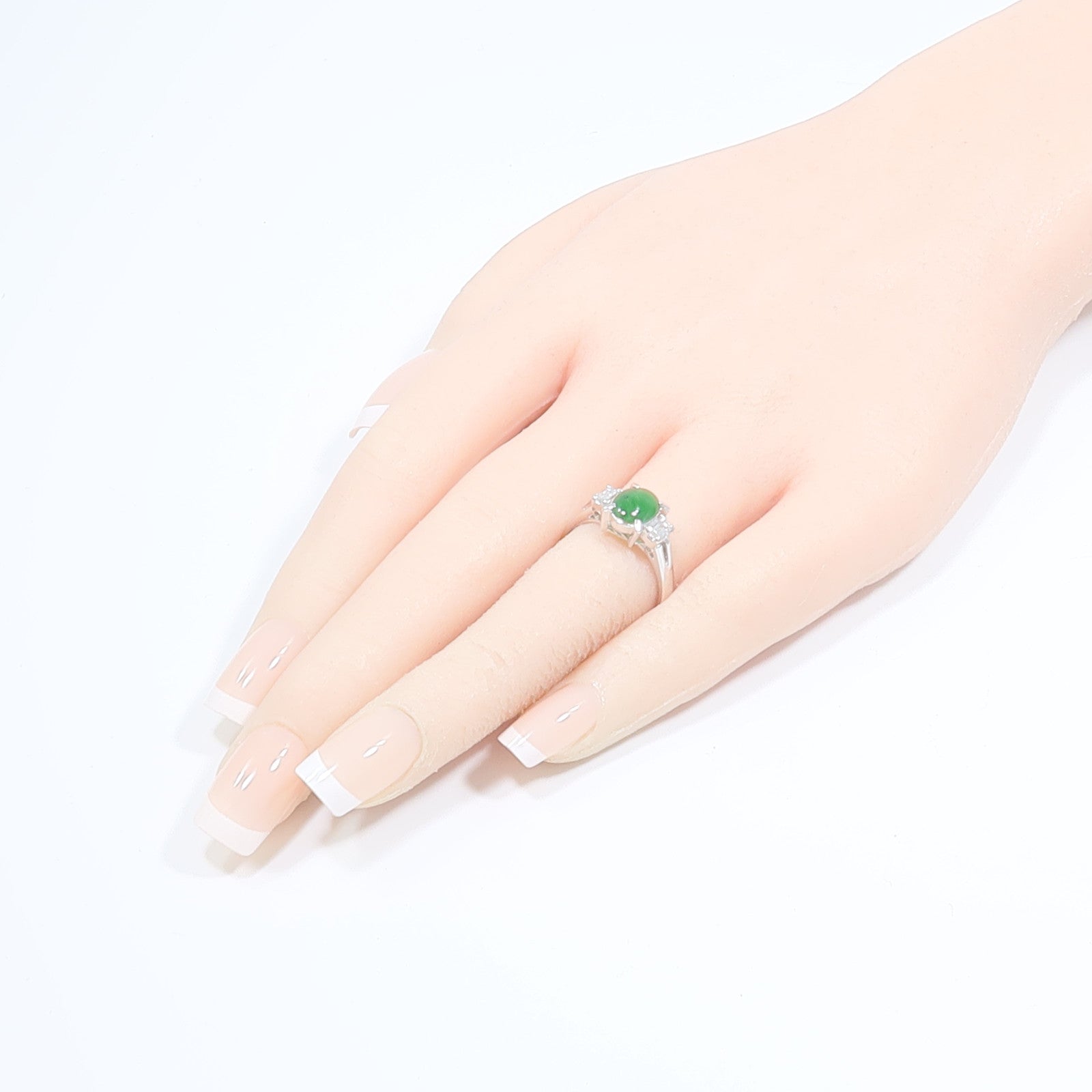 JEWELRY 【激減優惠】PT900鉑金Jade Diamond Ring翡翠/鑽石戒指