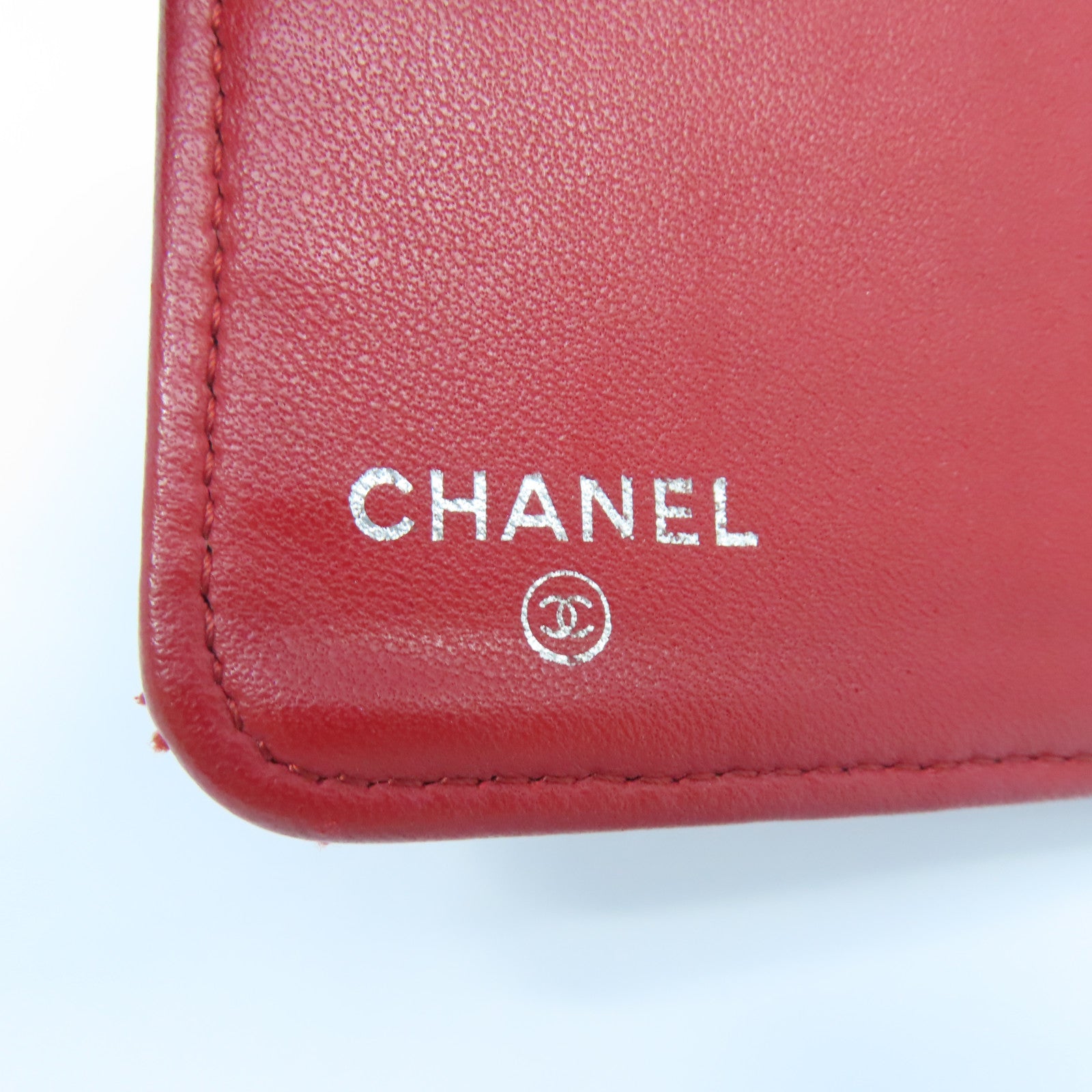 CHANEL 【激減優惠】菱格羊皮皮革Long Wallet銀扣長錢包紅色