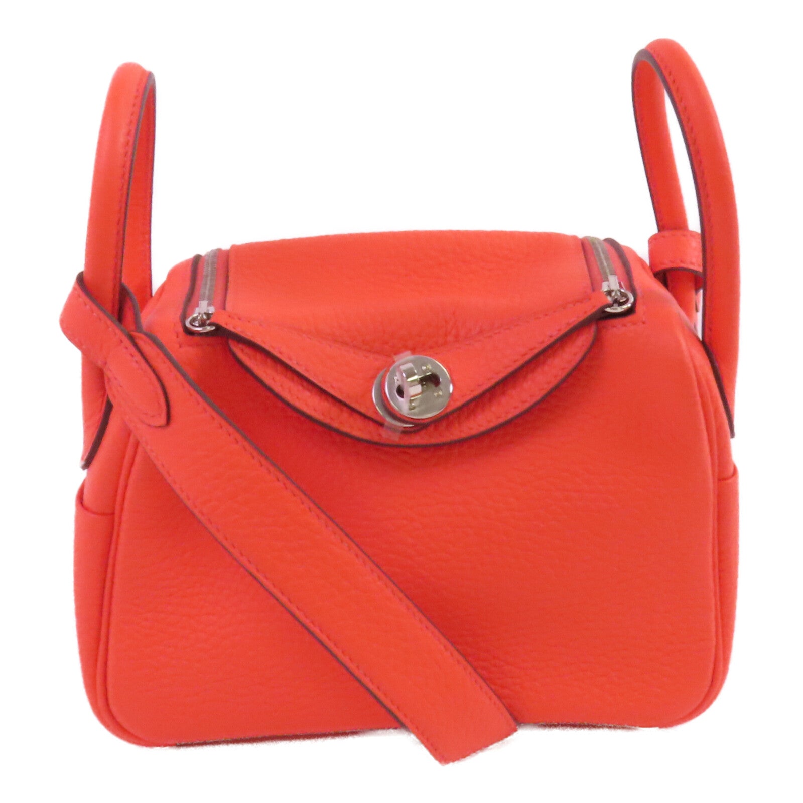 HERMES Clemence皮革Mini Lindy銀扣肩背袋