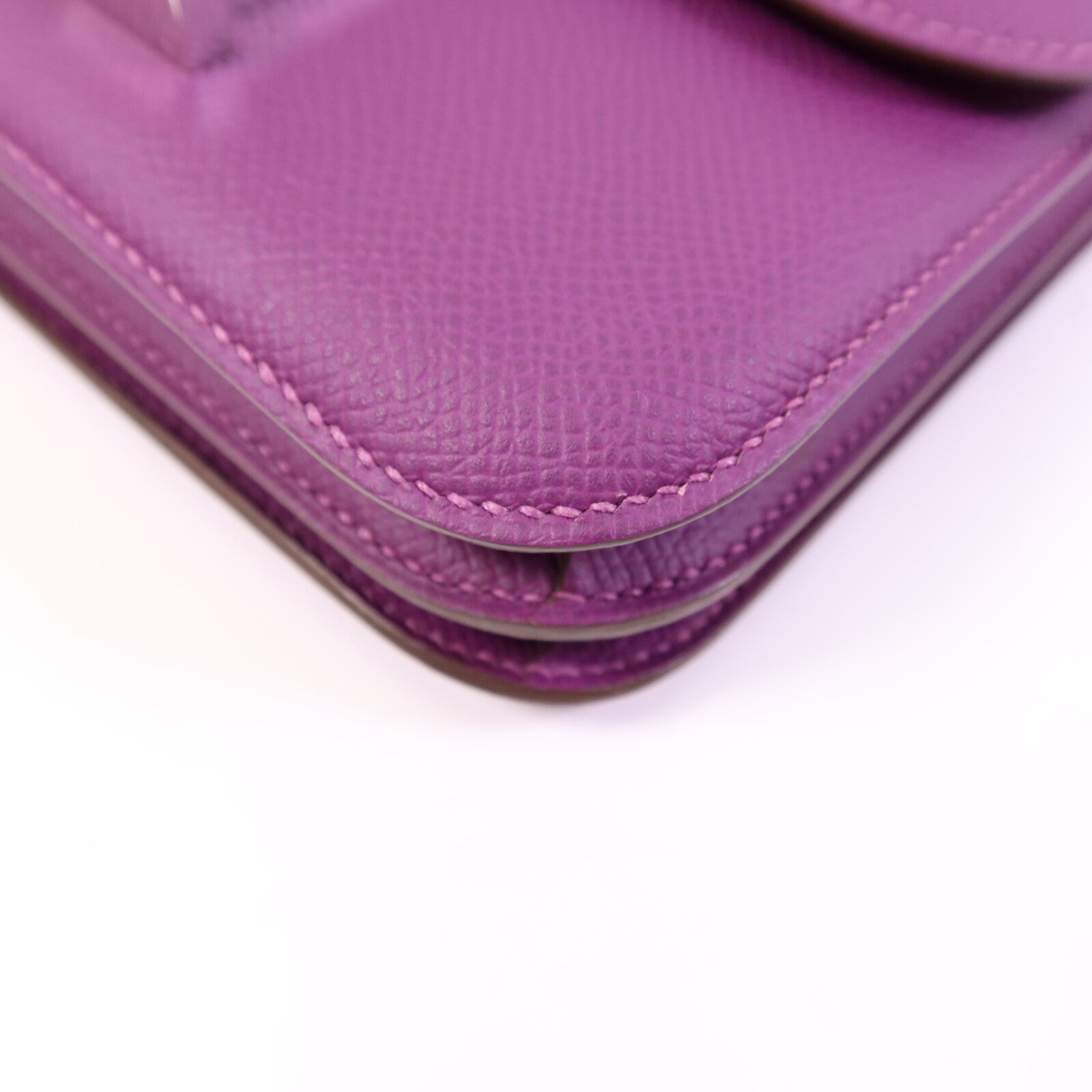 HERMES Epsom皮革Constance Mini銀扣手挽肩背兩用袋Anemone