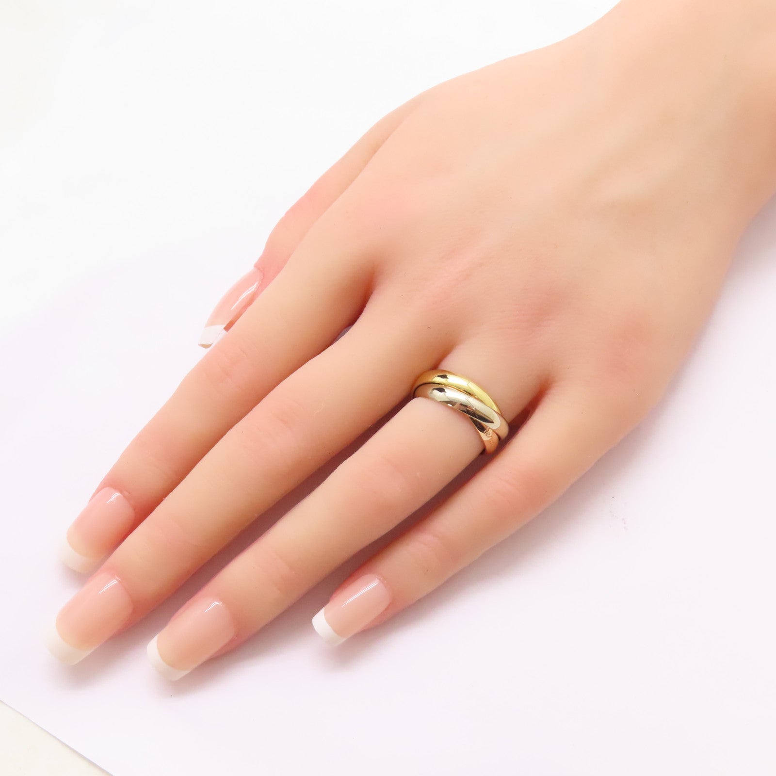 CARTIER 18K黃金/白金/玫瑰金Trinity Ring戒指US#5.75/Cartier#51