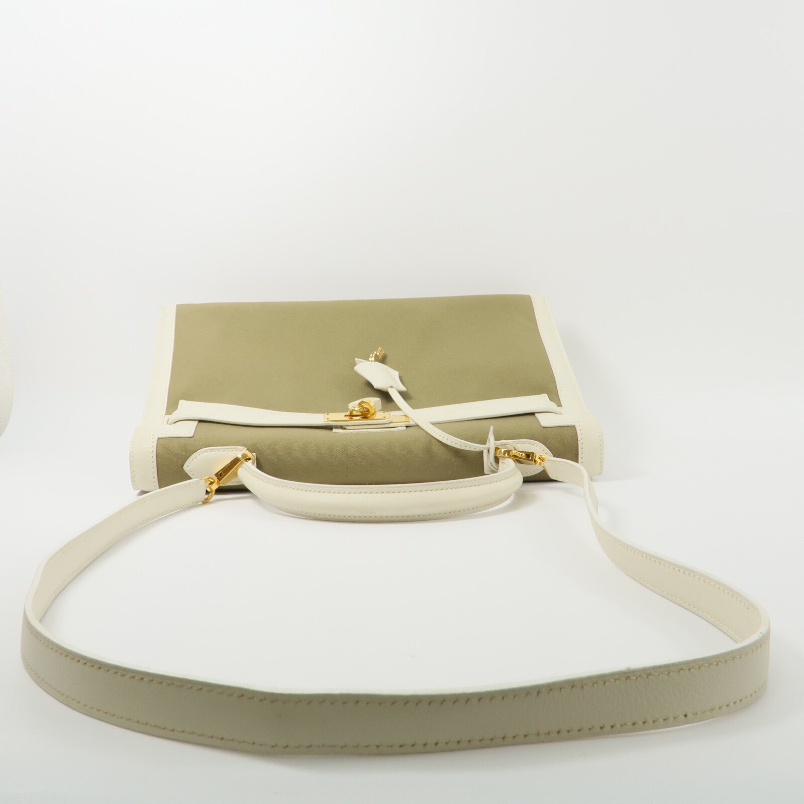 HERMES Toile H帆布Kelly 35手挽肩背兩用袋