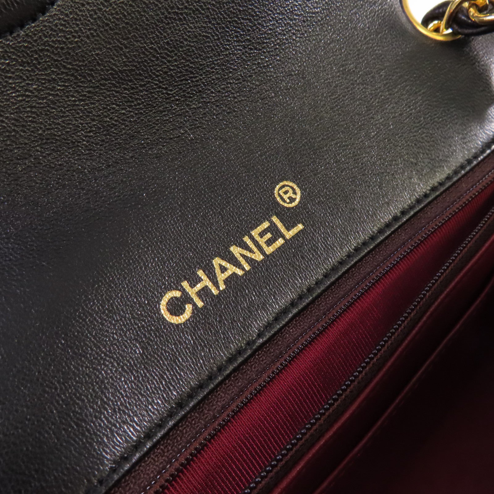 CHANEL 菱格羊皮皮革Vintage Chain Shoulder Bag金扣鏈帶肩背袋黑色