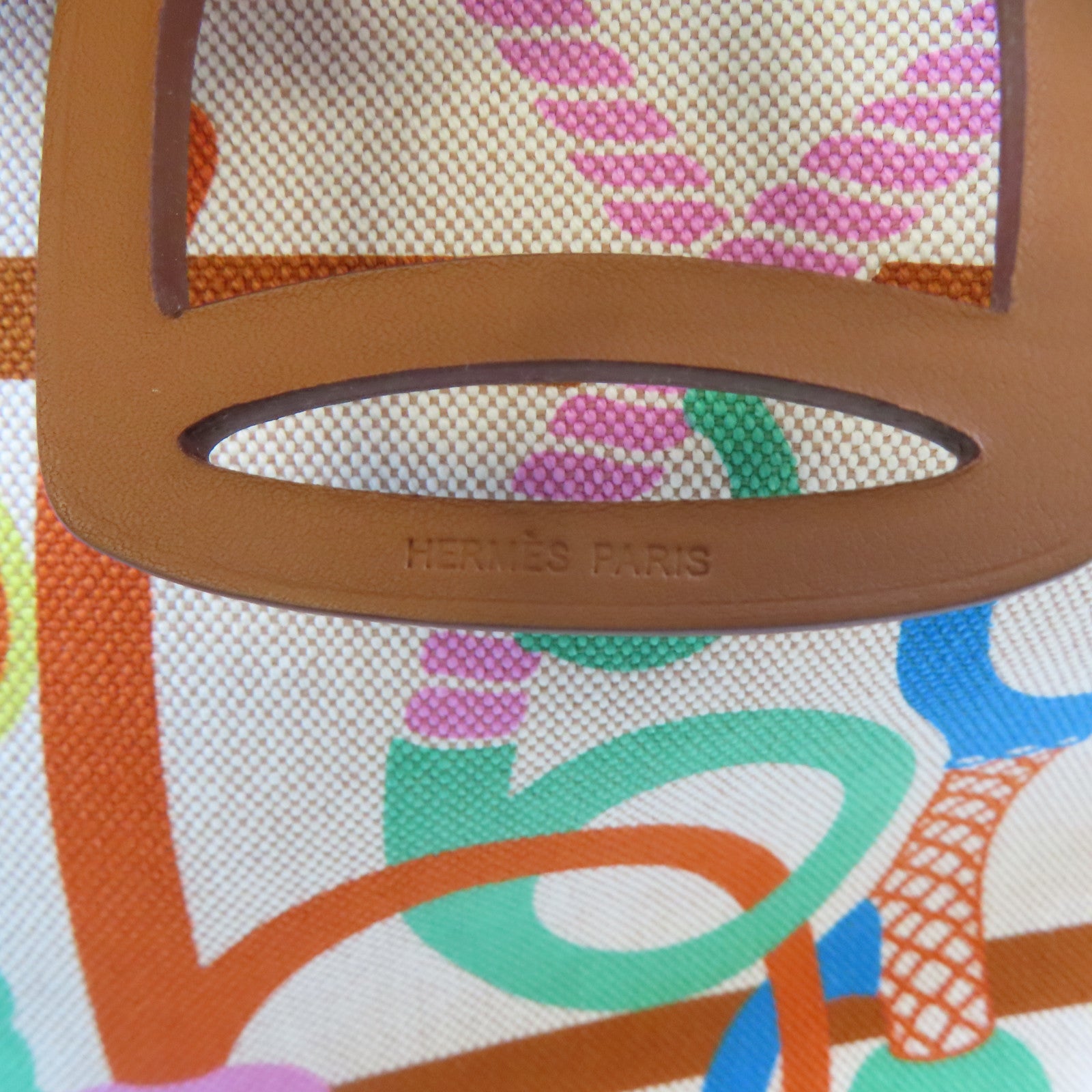 HERMES (PRICE DOWN) PHW Steeple 28 Tote Bag Shoulder Handbag Canvas Cuivre Brown Lime Ecru