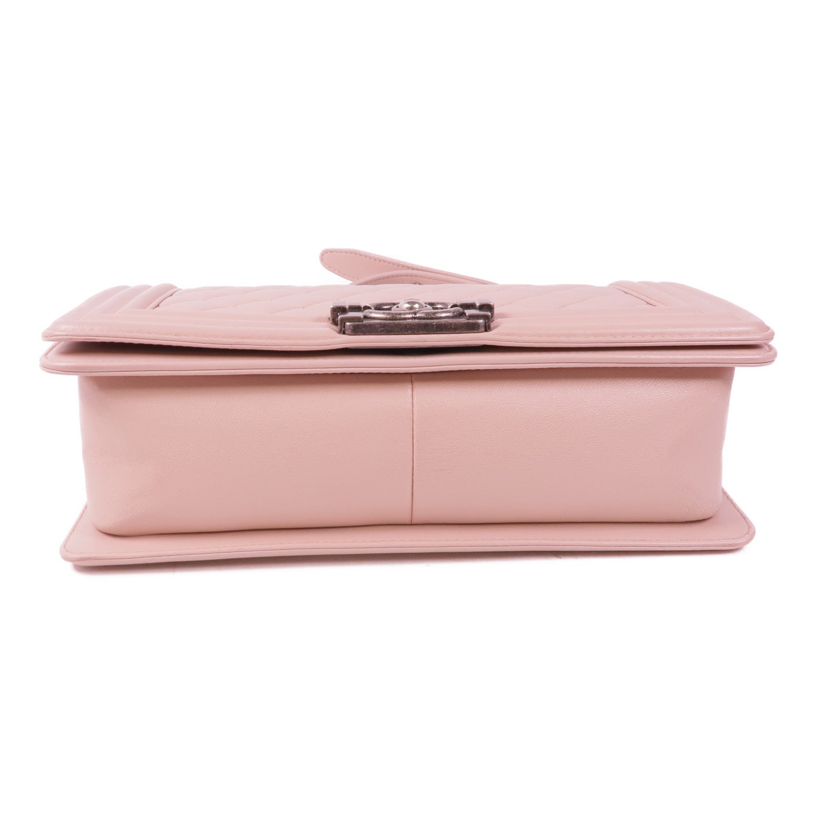 CHANEL 皮革Boy 25銀扣鏈帶肩背袋