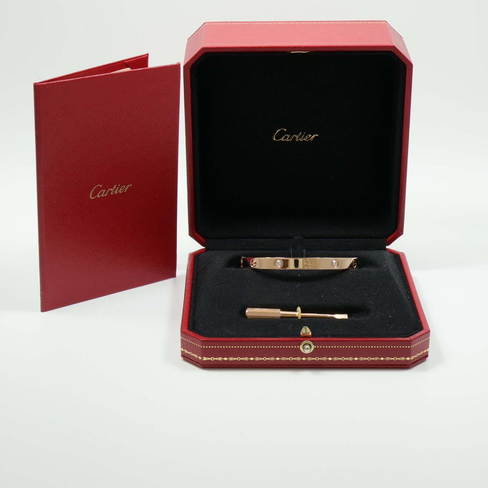 CARTIER 18K玫瑰金Love Bracelet 4 Diamonds鑽石手鐲