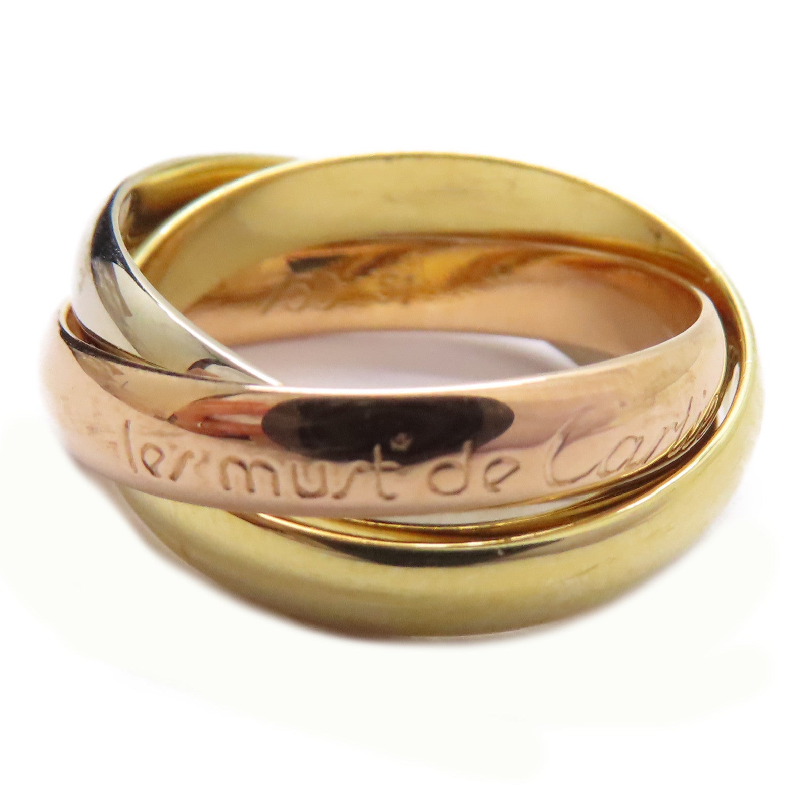 CARTIER 18K黃金/白金/玫瑰金Trinity Ring戒指US#5.75/Cartier#51