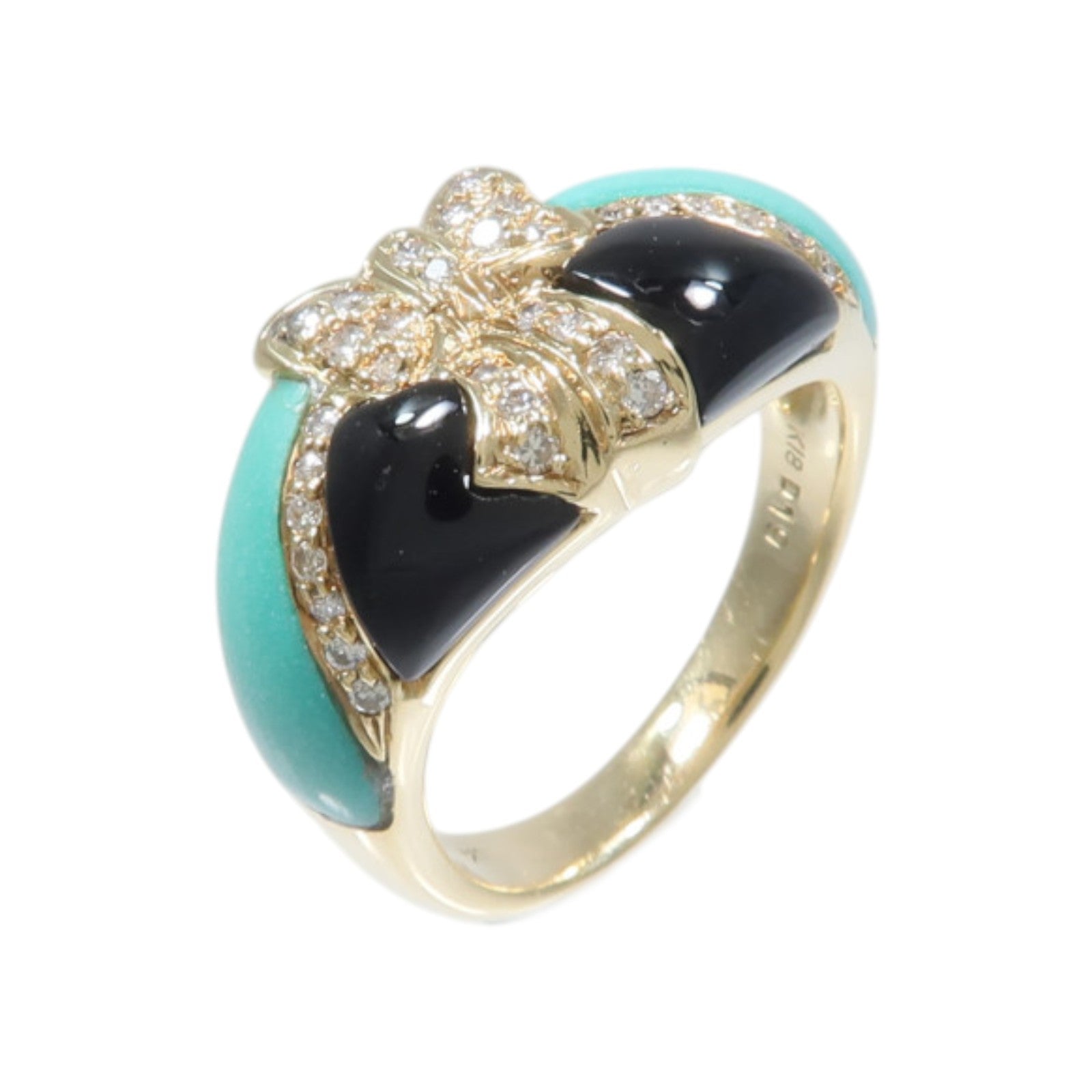 JEWELRY 18K黃金Turquoise Onyx Ring綠松石/黑瑪瑙戒指