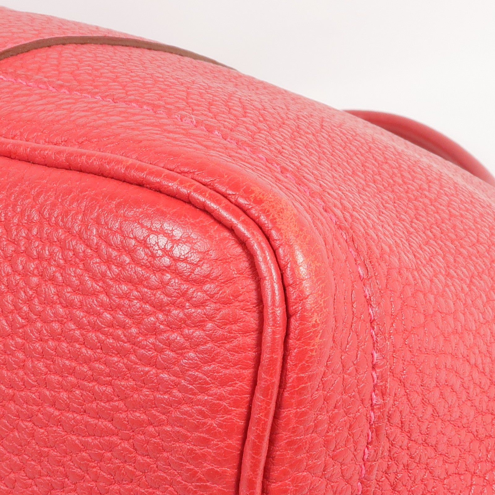 HERMES Negonda皮革Garden Party PM銀扣手挽袋Rouge Casaque