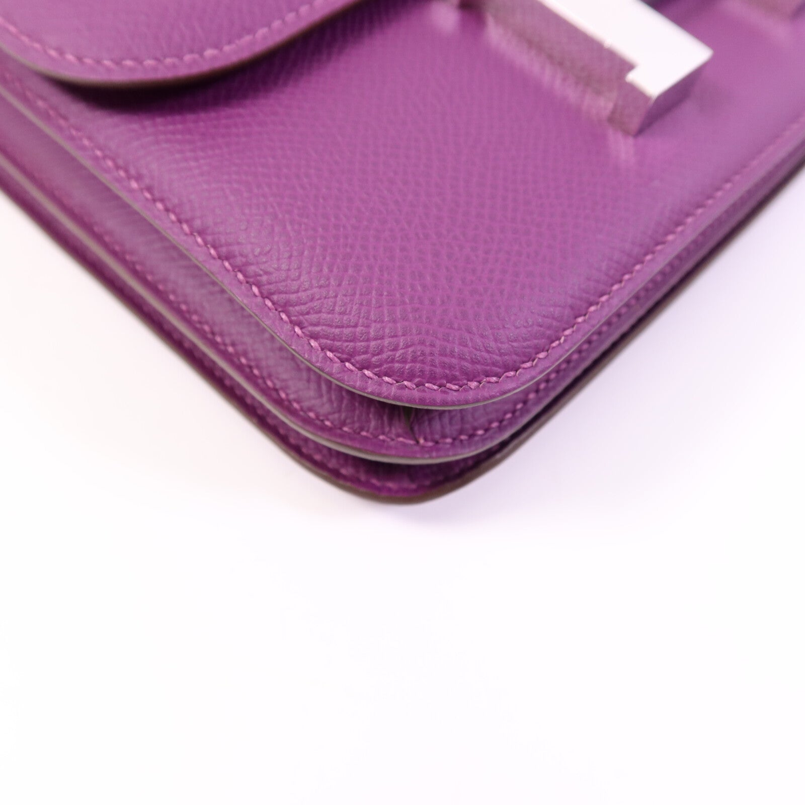 HERMES Epsom皮革Constance Mini銀扣手挽肩背兩用袋Anemone