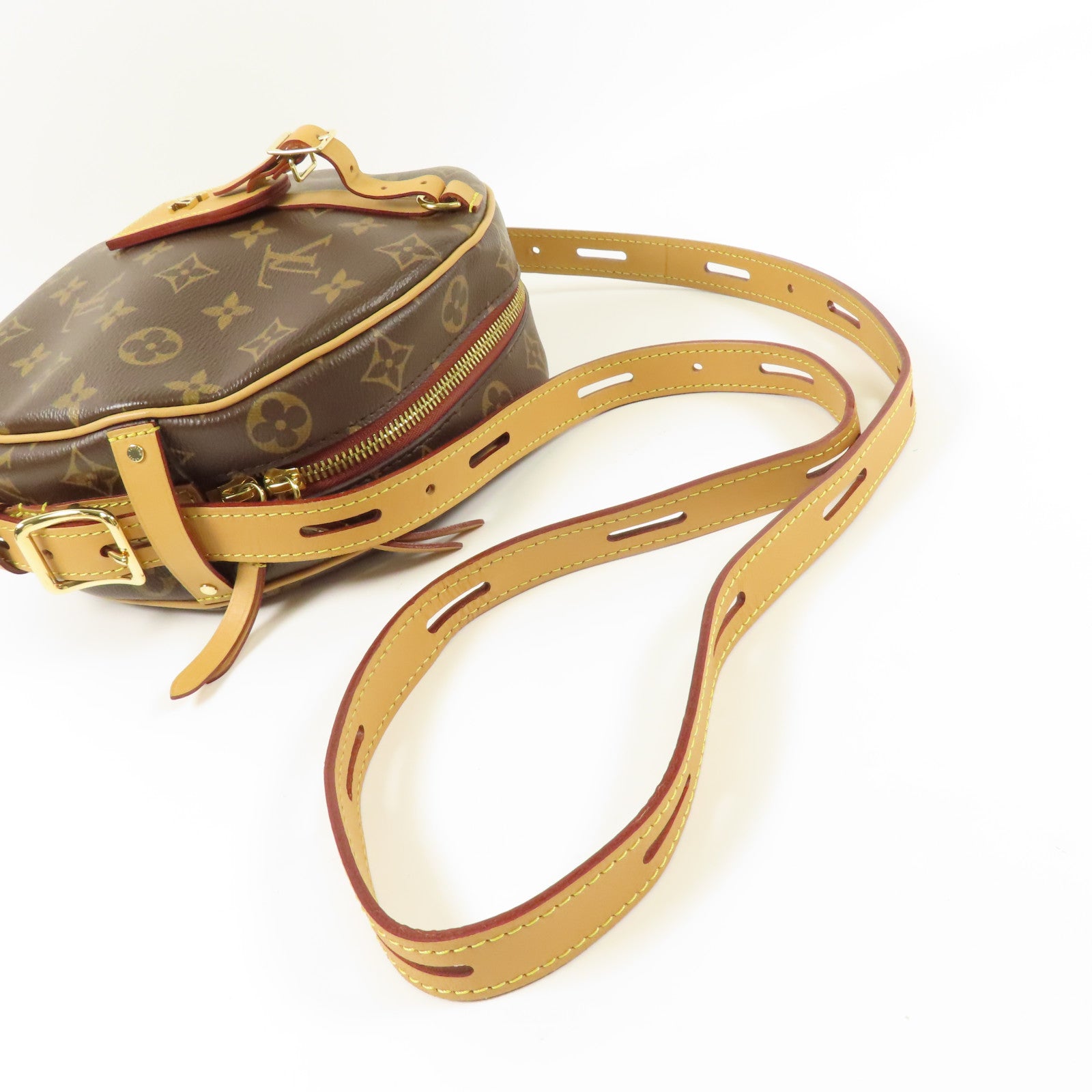LOUIS VUITTON Monogram Boite Chapeau Souple金扣肩背袋棕色