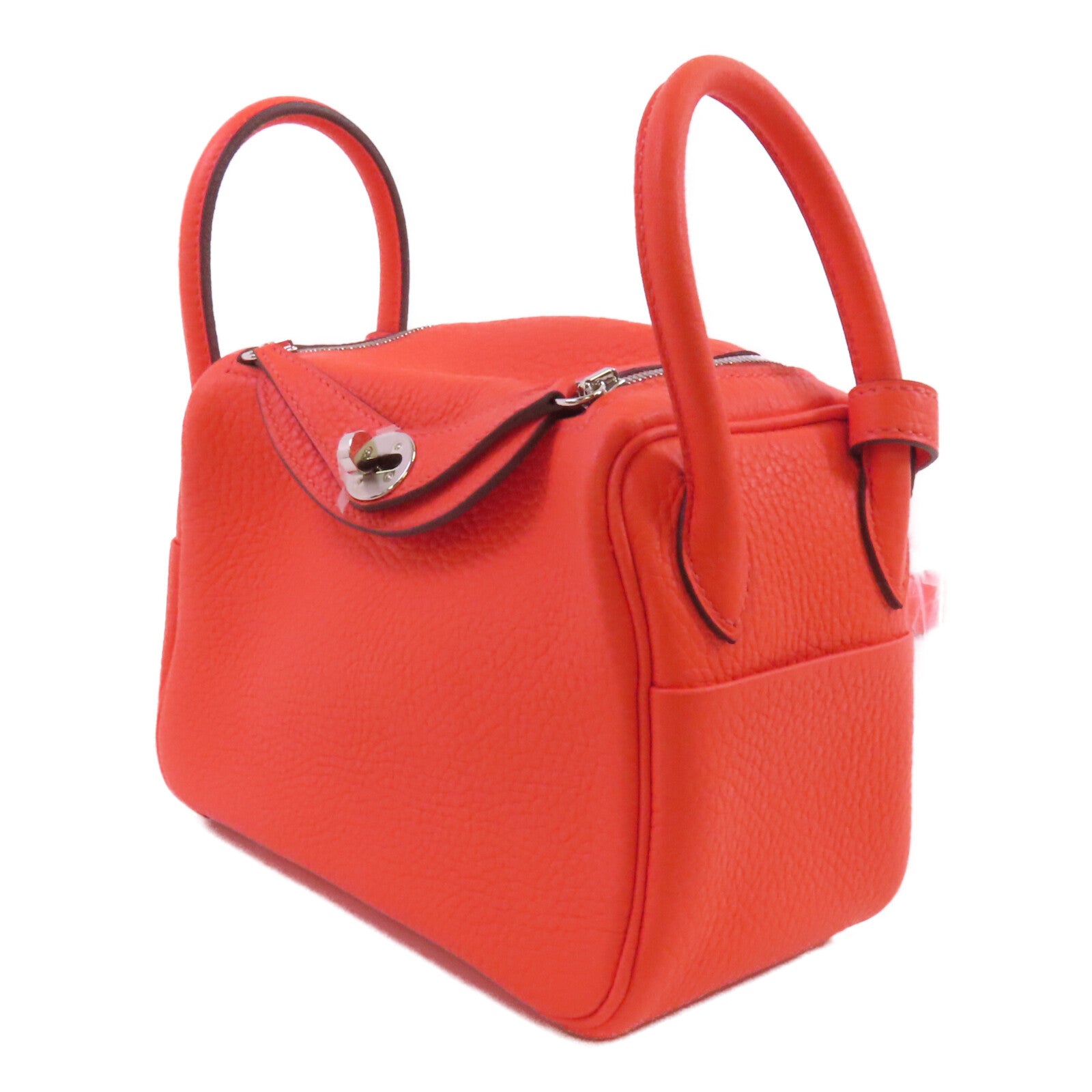 HERMES Clemence皮革Mini Lindy銀扣肩背袋