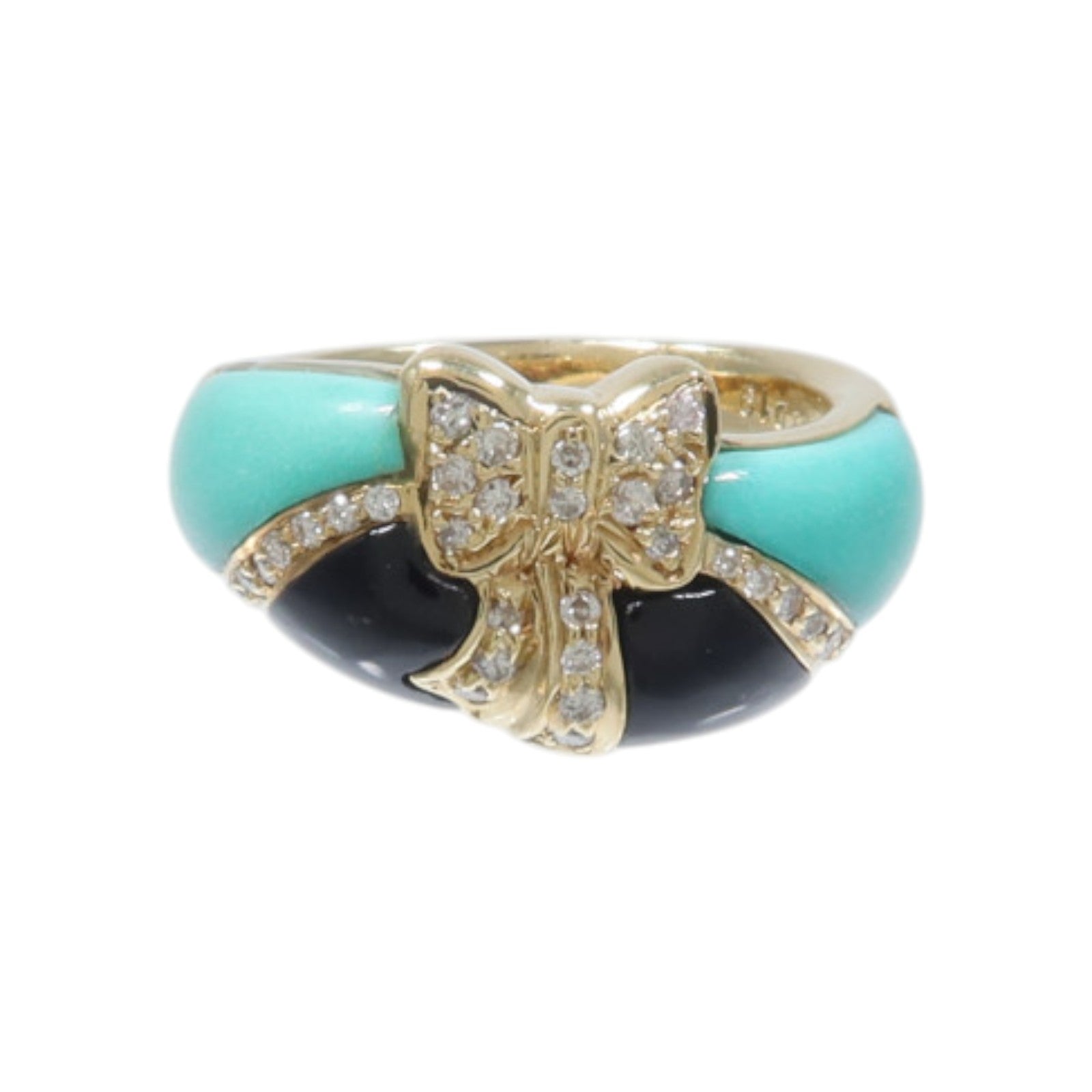 JEWELRY 18K黃金Turquoise Onyx Ring綠松石/黑瑪瑙戒指